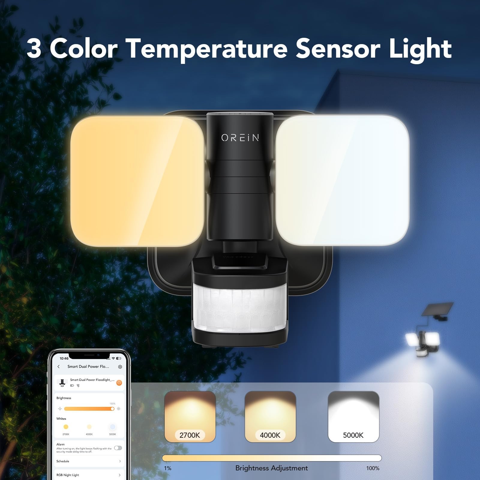 Wired and Solar Hybrid LED Smart Motion Sensor Light Outdoor Flood Lights wit...