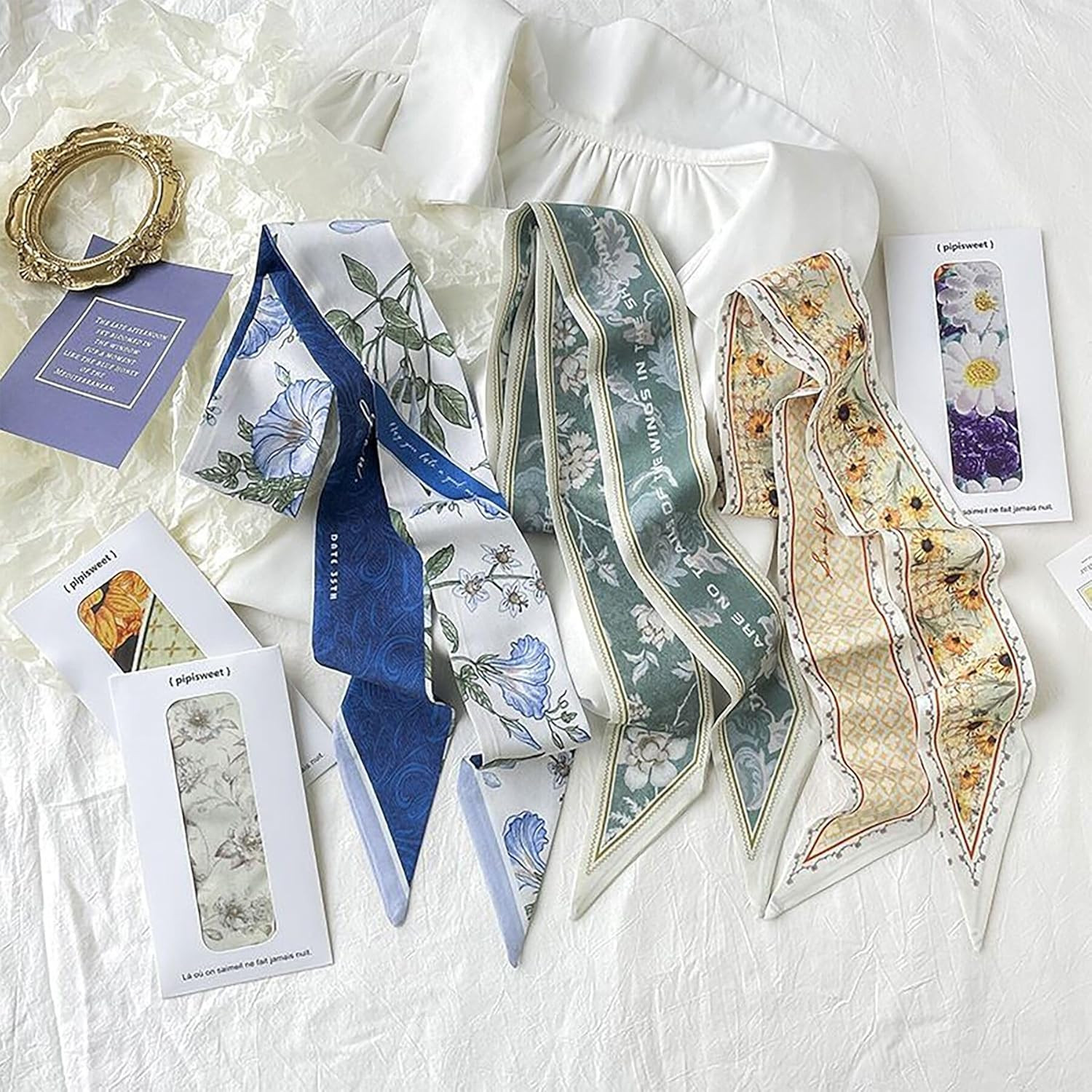 4 Packs Purse Scarf for Handbags Silk Head Handle Ribbon Scarfs for Hair Fashion