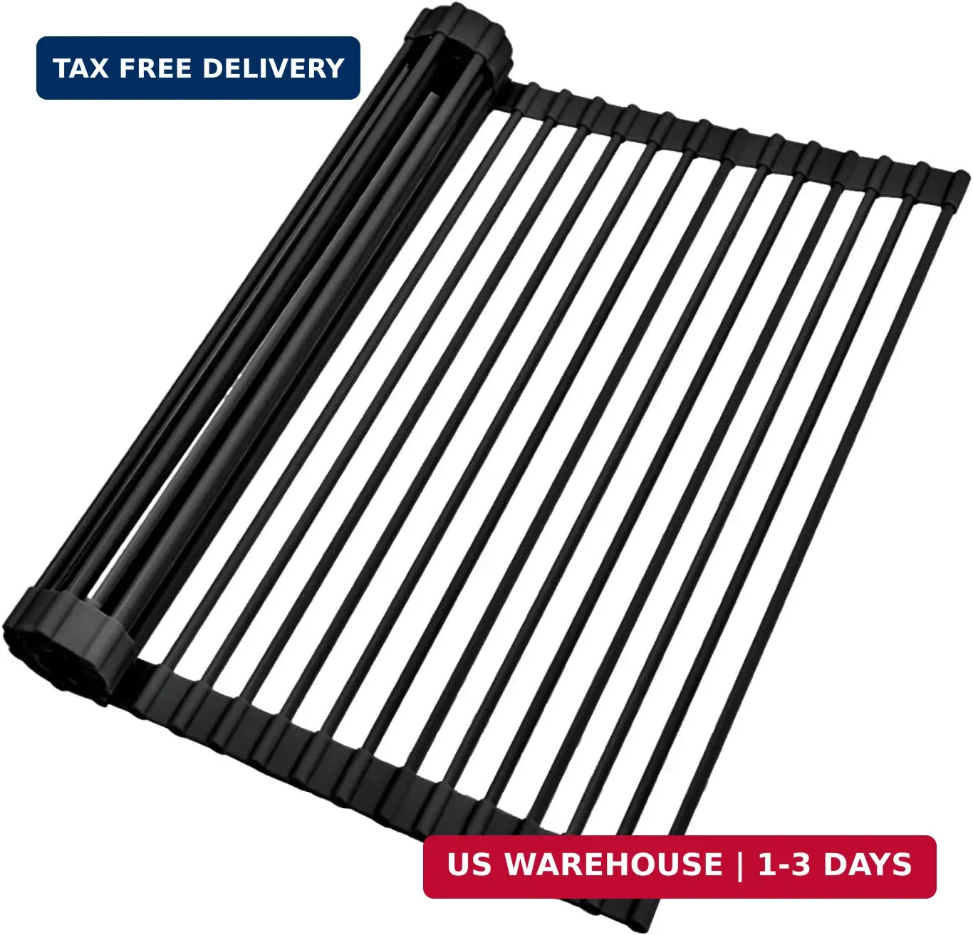 Over The Sink Dish Drainer Drying Rack, 17.6" W x 15.4" L Roll Up Dish Racks Kit