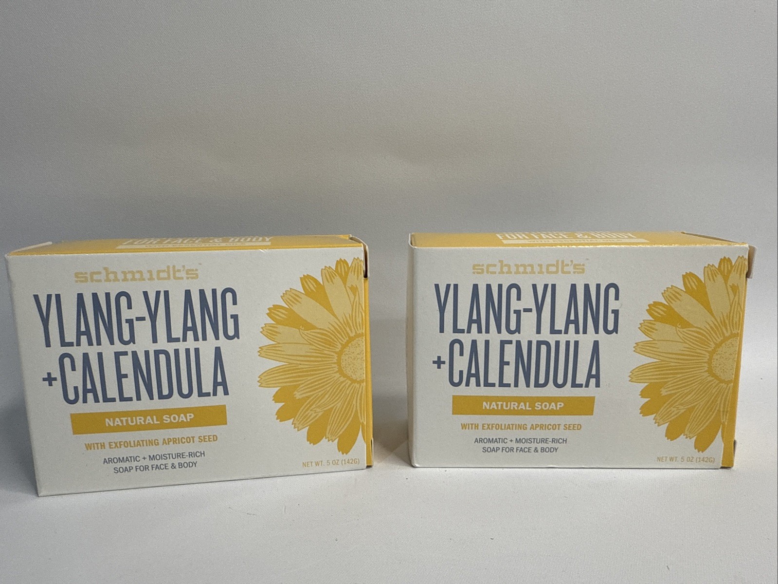 2 Pack Schmidt's Ylang-Ylang Calendula Natural Soap Exfoliating Apricot 5 oz