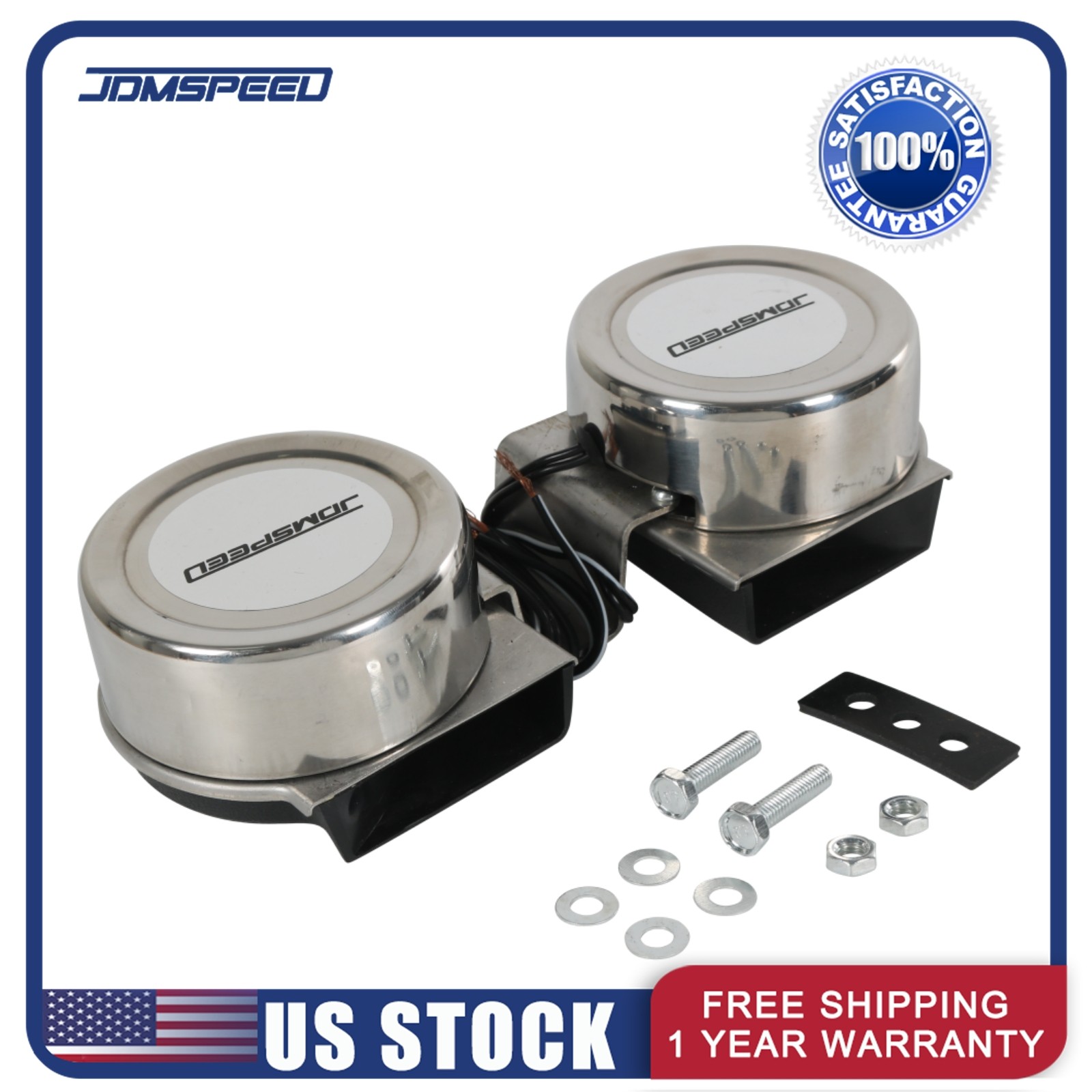 10001 12V Mini Twin Compact Electric Horn 109 dB Stainless Steel New
