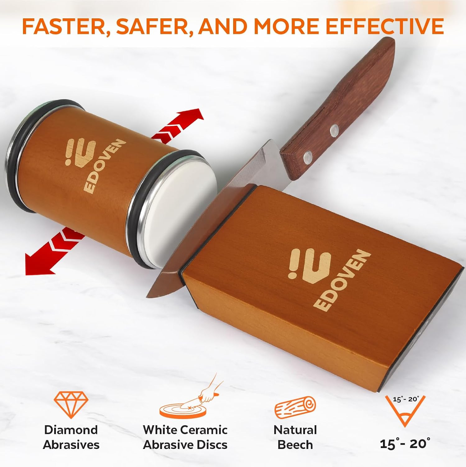 Knife Sharpener Tool – Rolling Knife Sharpener Kit with Leather Strop, Magnetic
