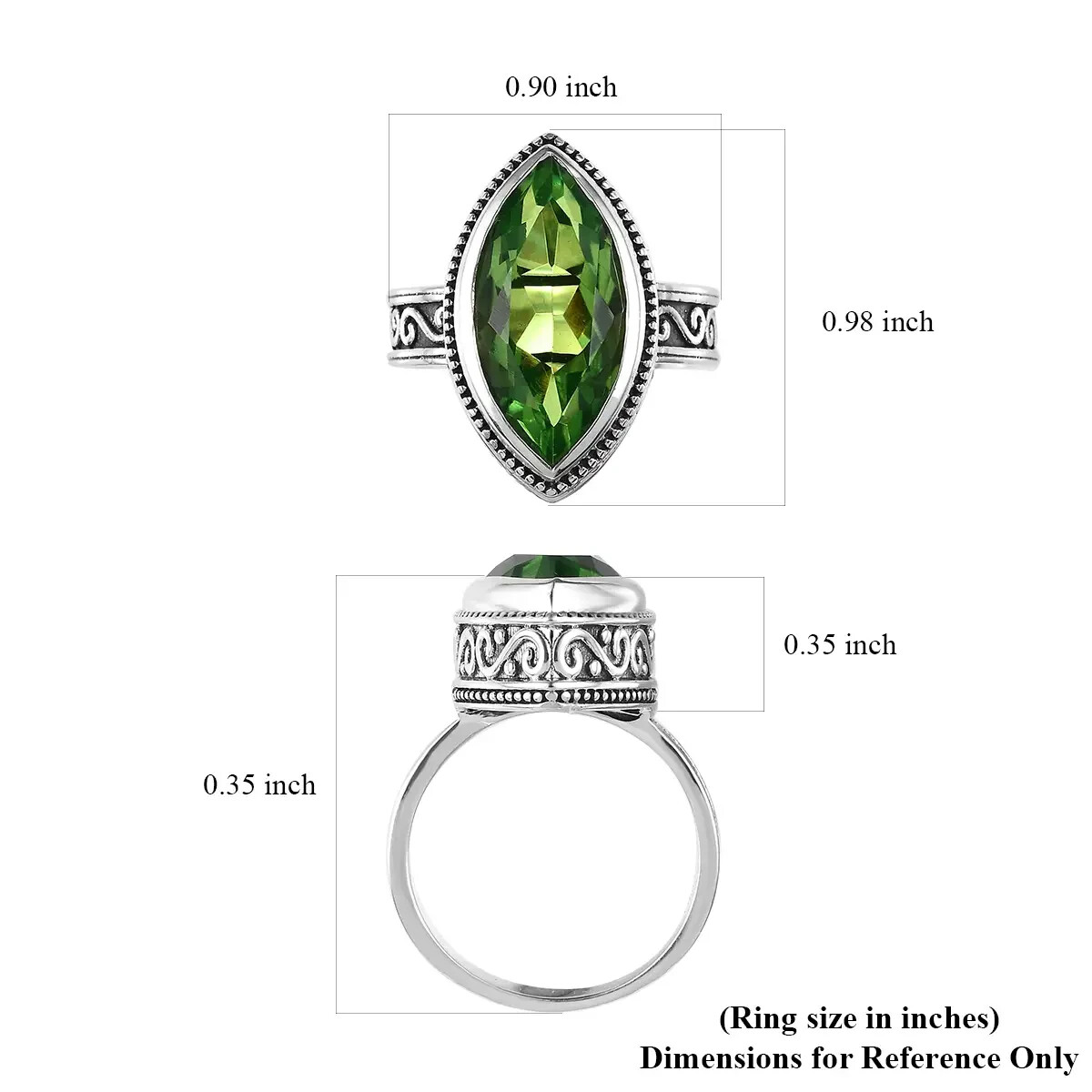Artisan Crafted Chartreuse Quartz Solitaire Ring in Sterling 9 cts Sz 6