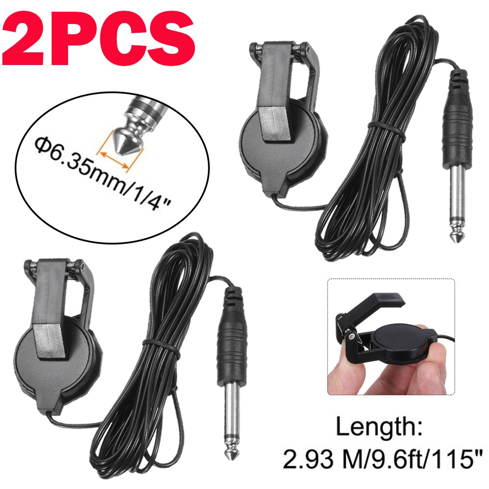 Clip-On Guitar Pickup 1/4 Inch Plug Instrument Guitar Microphone for Ukulele 2x