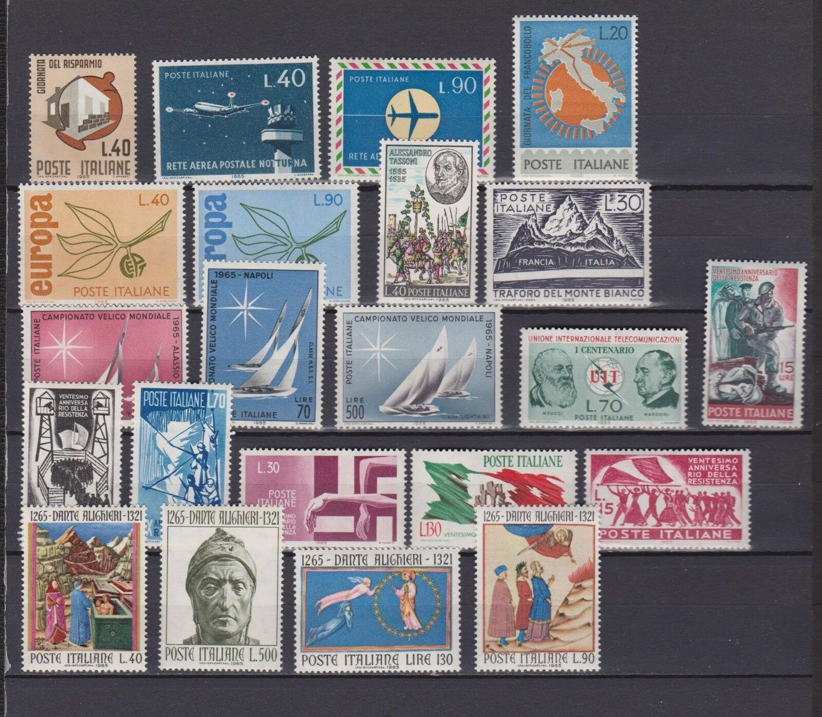 ITALY ITALIA 1965 COMPLETE YEAR SET MINT NEVER HINGED MNH (SEE PICTURE)