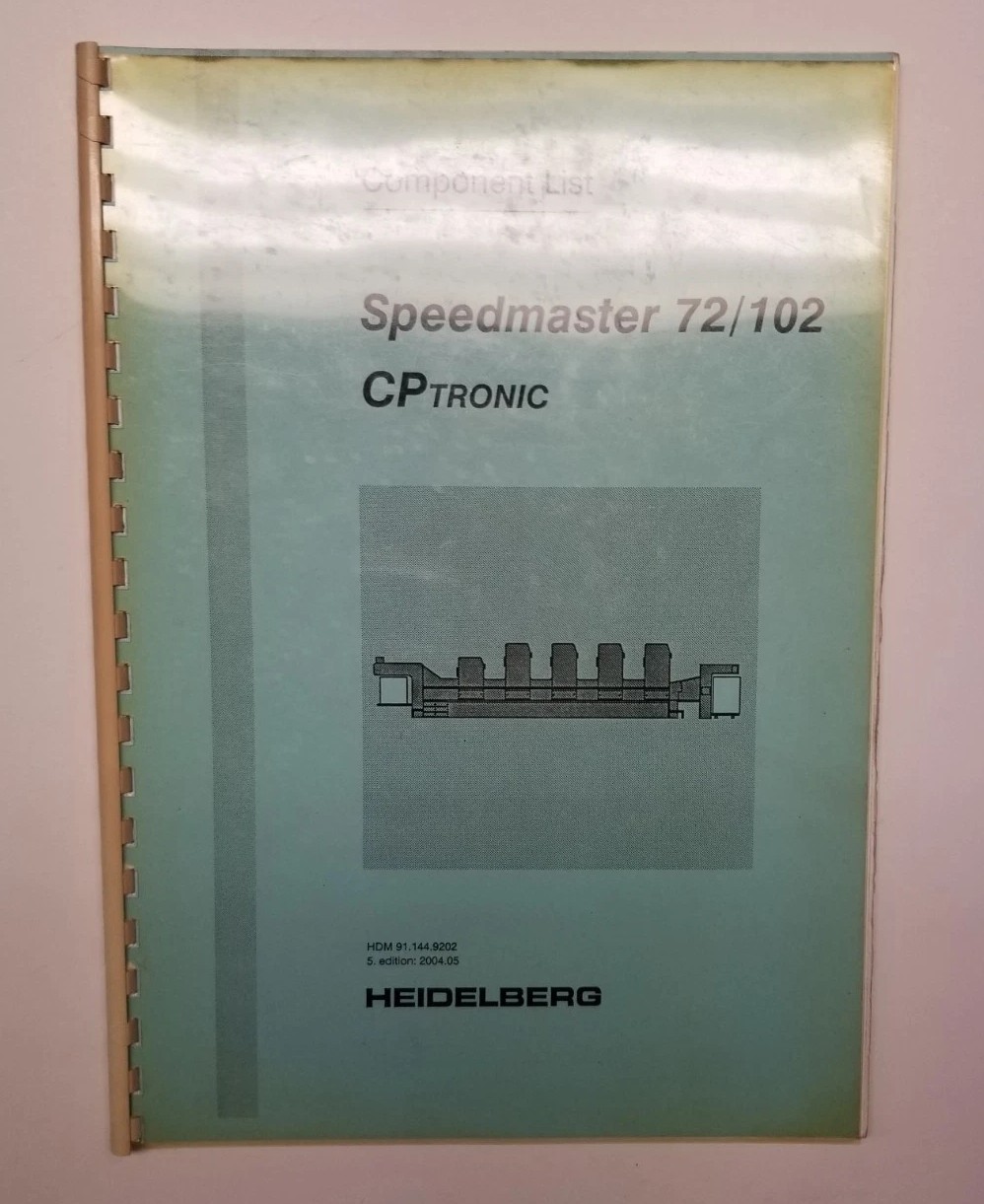 HEIDELBERG Speedmaster 72/102 Components List 91.144.9202