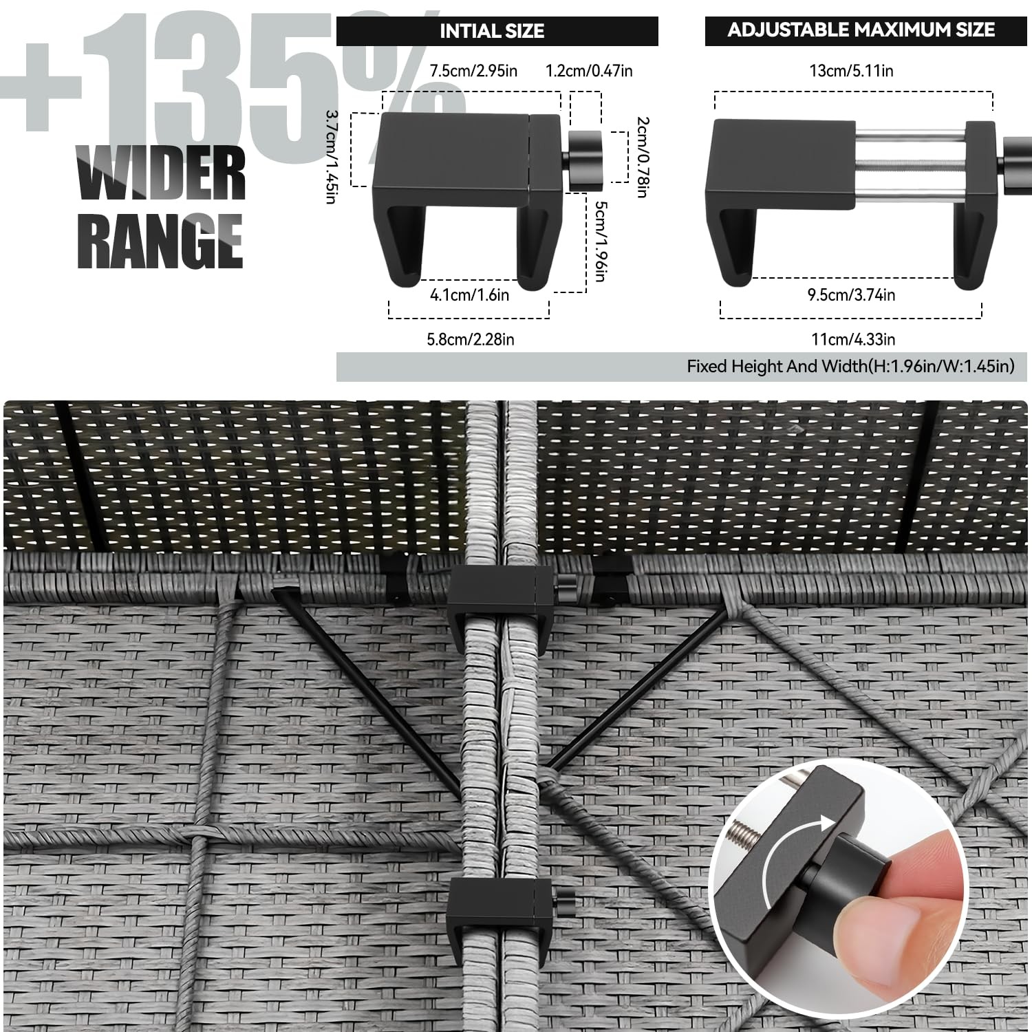 Universal Heavy-Duty Outdoor Furniture Clips for Wicker Patio Furniture, Anti...