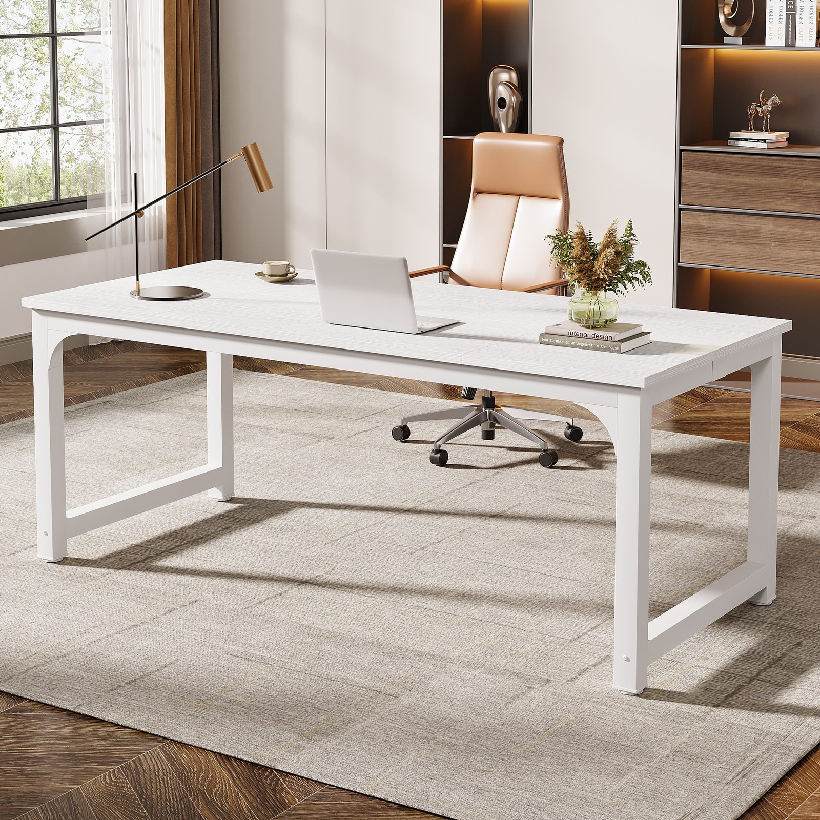 Tribesigns 70.8'' Executive Desk, Large Office Computer Desk with Thicken Frame