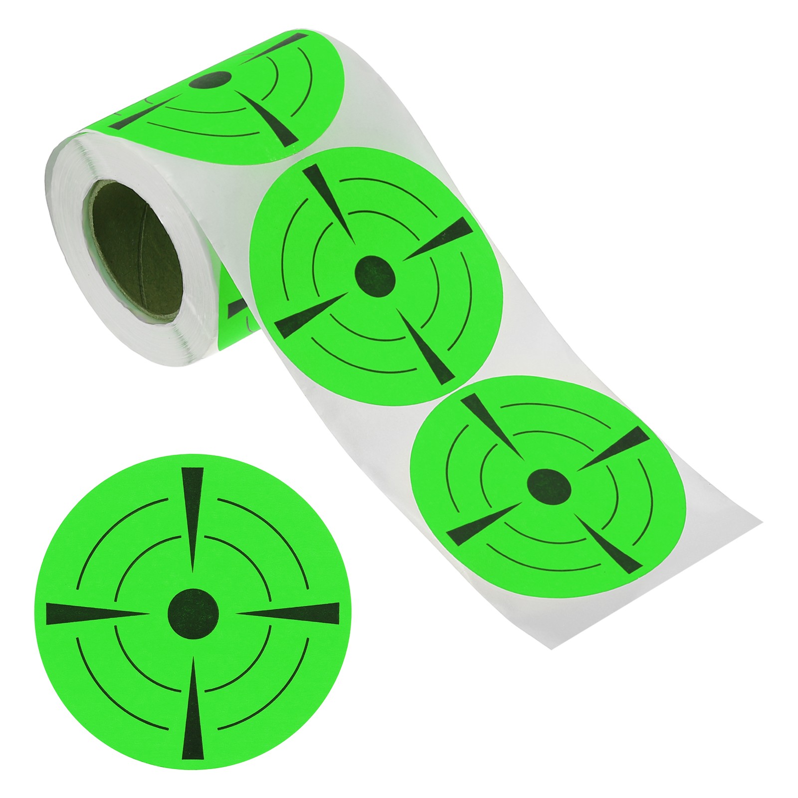1 Roll Fluorescent Round Splatter Target Stickers 3", Green/Black