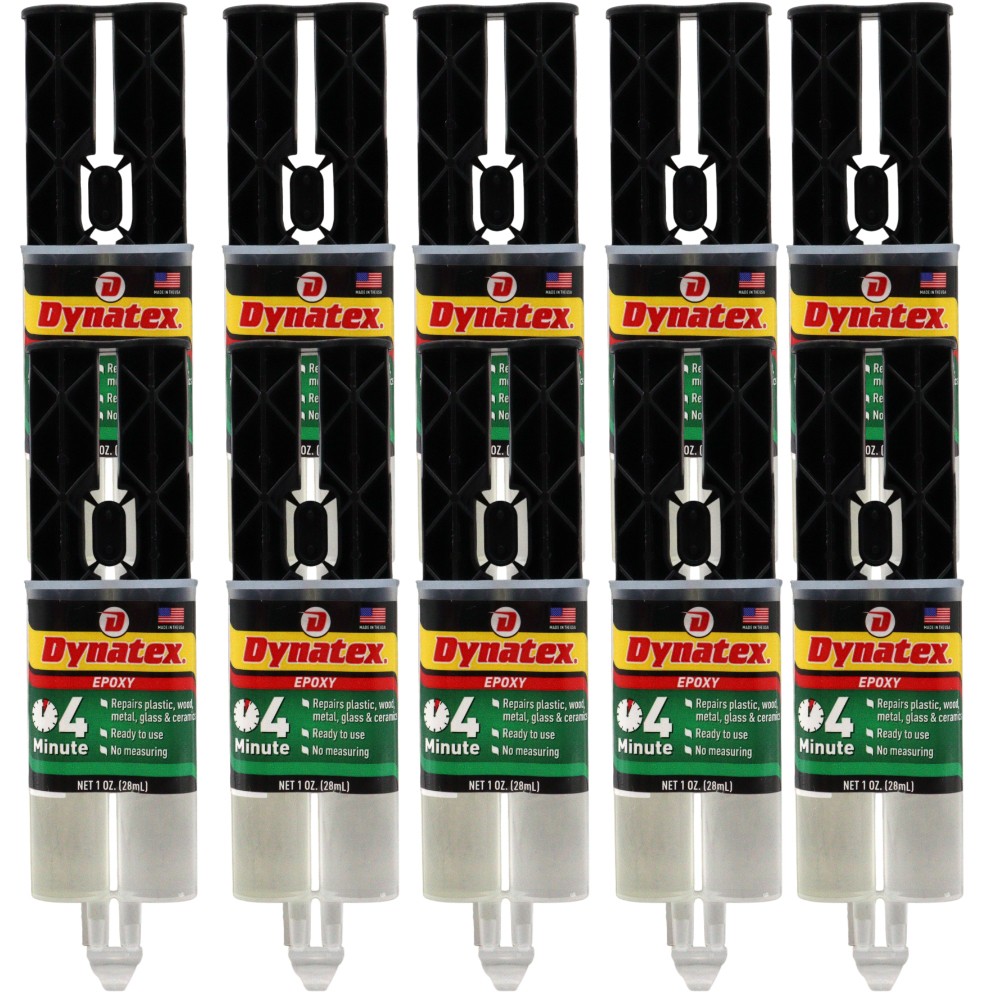 Dynatex 4 Min Epoxy 1 oz Twin Syringe - Rapid Clear Bond (10-Pack)