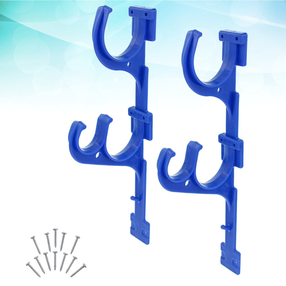 1 Set Blue Reusable Pool Cleaning Tool Hook Plastic Bracket for Home Storage