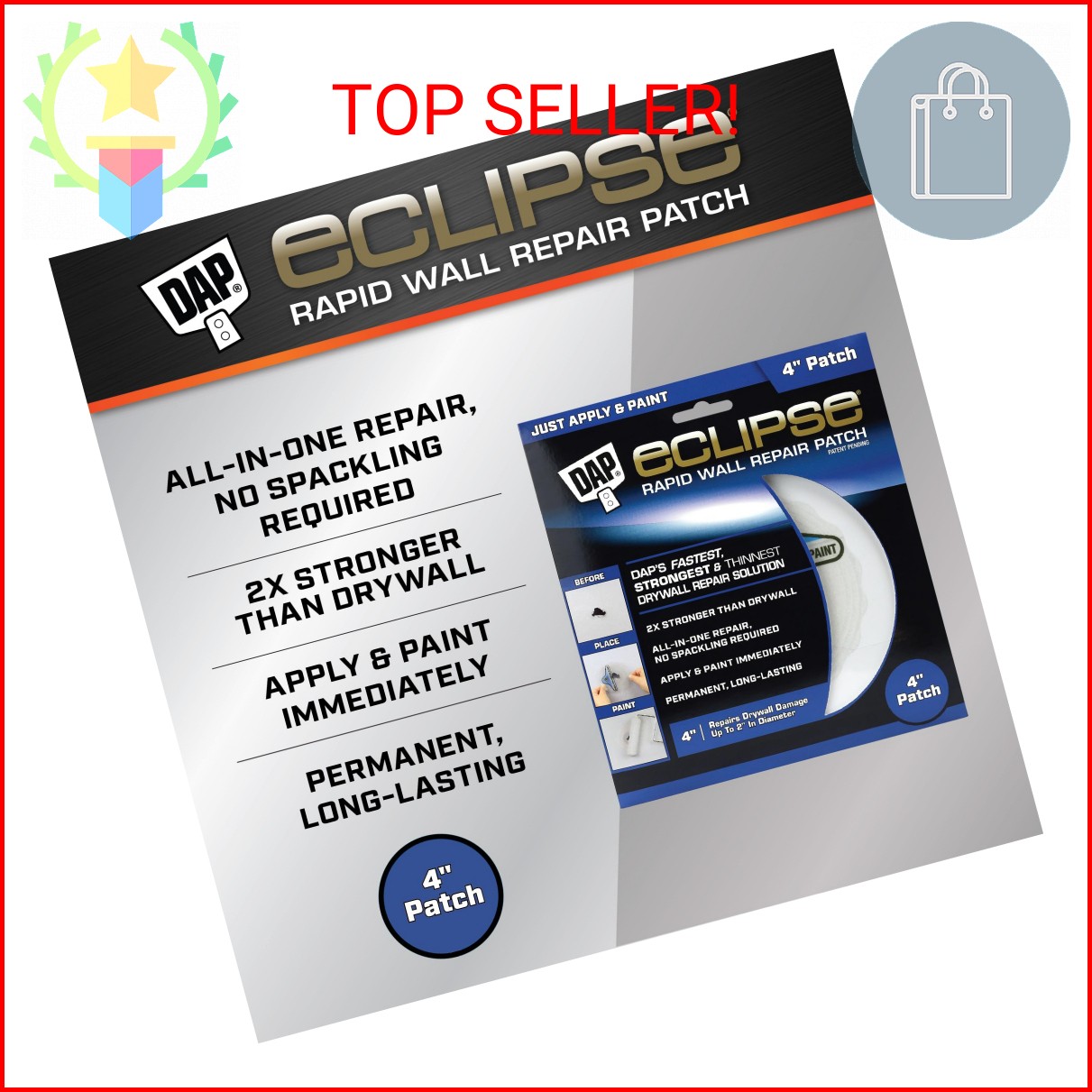 DAP Eclipse Rapid Wall Repair Patch, 4 in (7079809163)