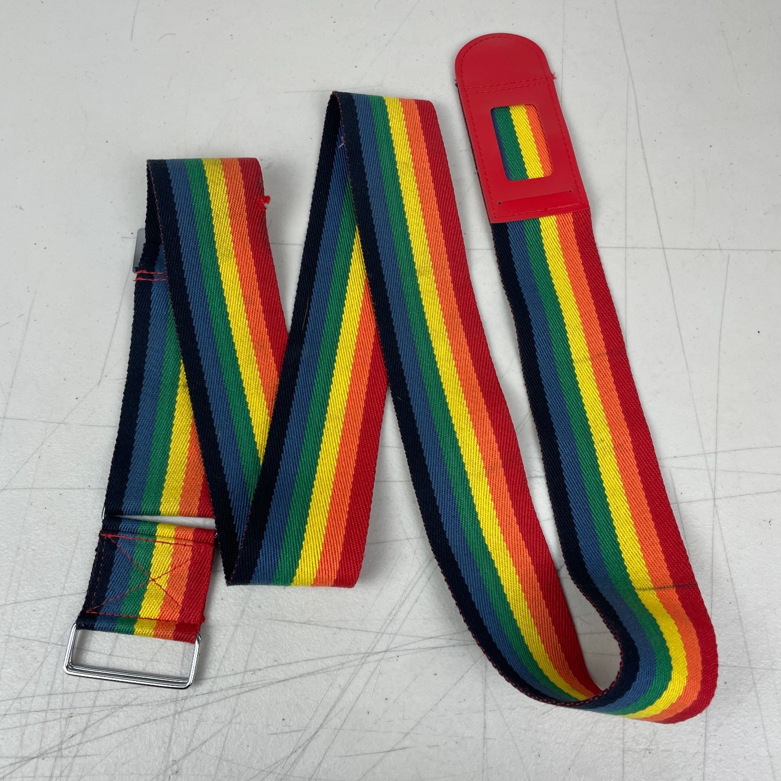 Vintage Rainbow Luggage Strap Belt Travel 80s MCM Address Tag Suitcase Peters