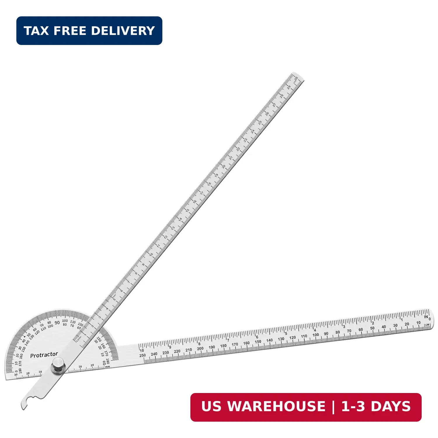 Stainless Steel Angle Protractor -180° Two Arm Ruler Adjustable Finder Angle Pro