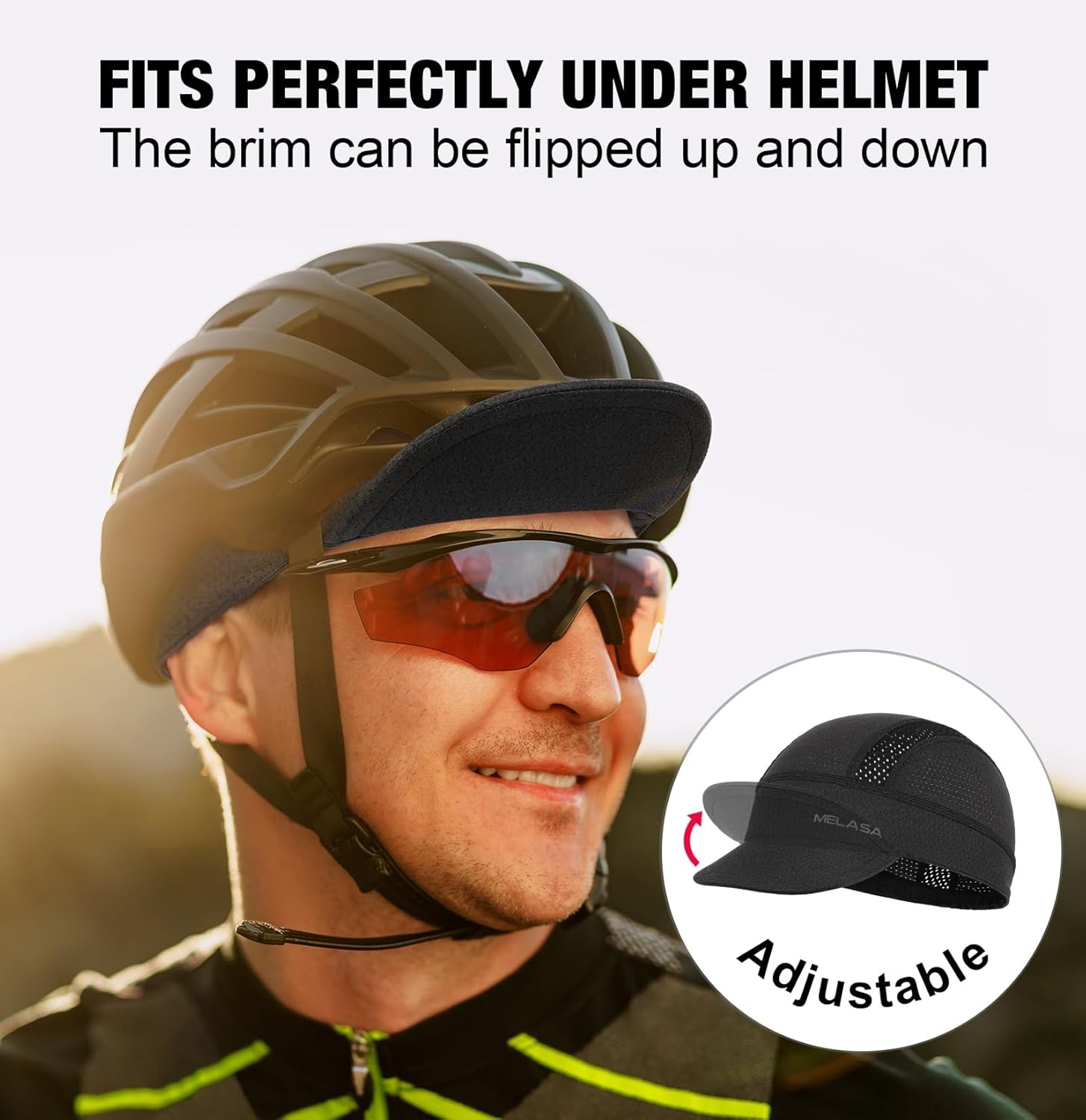 Cycling Skull Cap With Sun Visor Under Helmet Liner