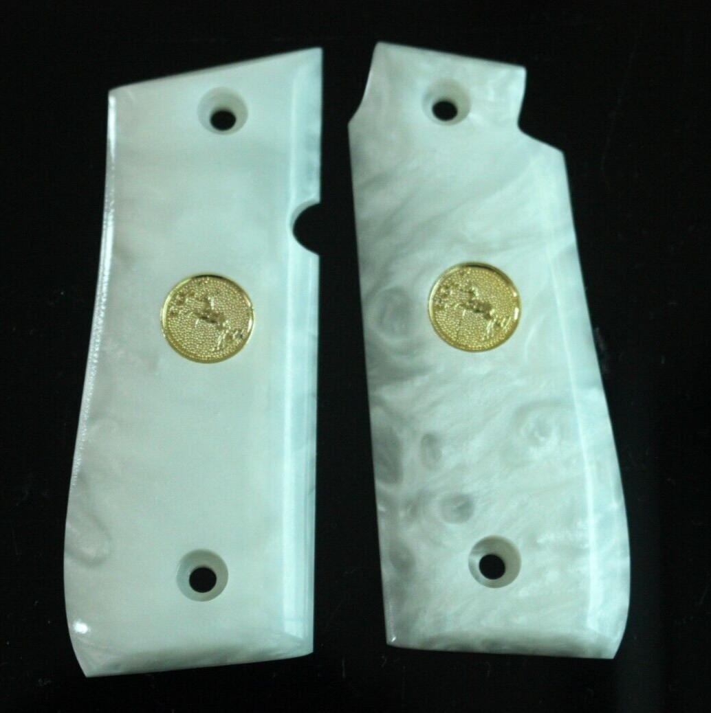 New Colt Mustang Plus II Government 380 Grips Custom Pearl Resin # Random3