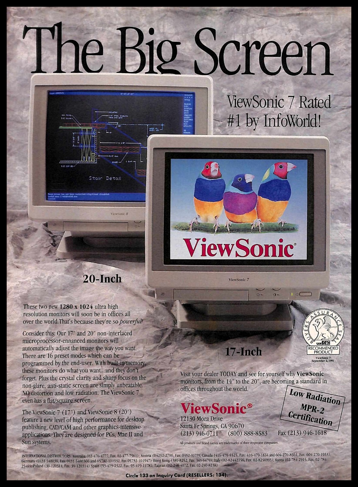1992 ViewSonic High Resolution Monitors PRINT AD Retro Computers PC