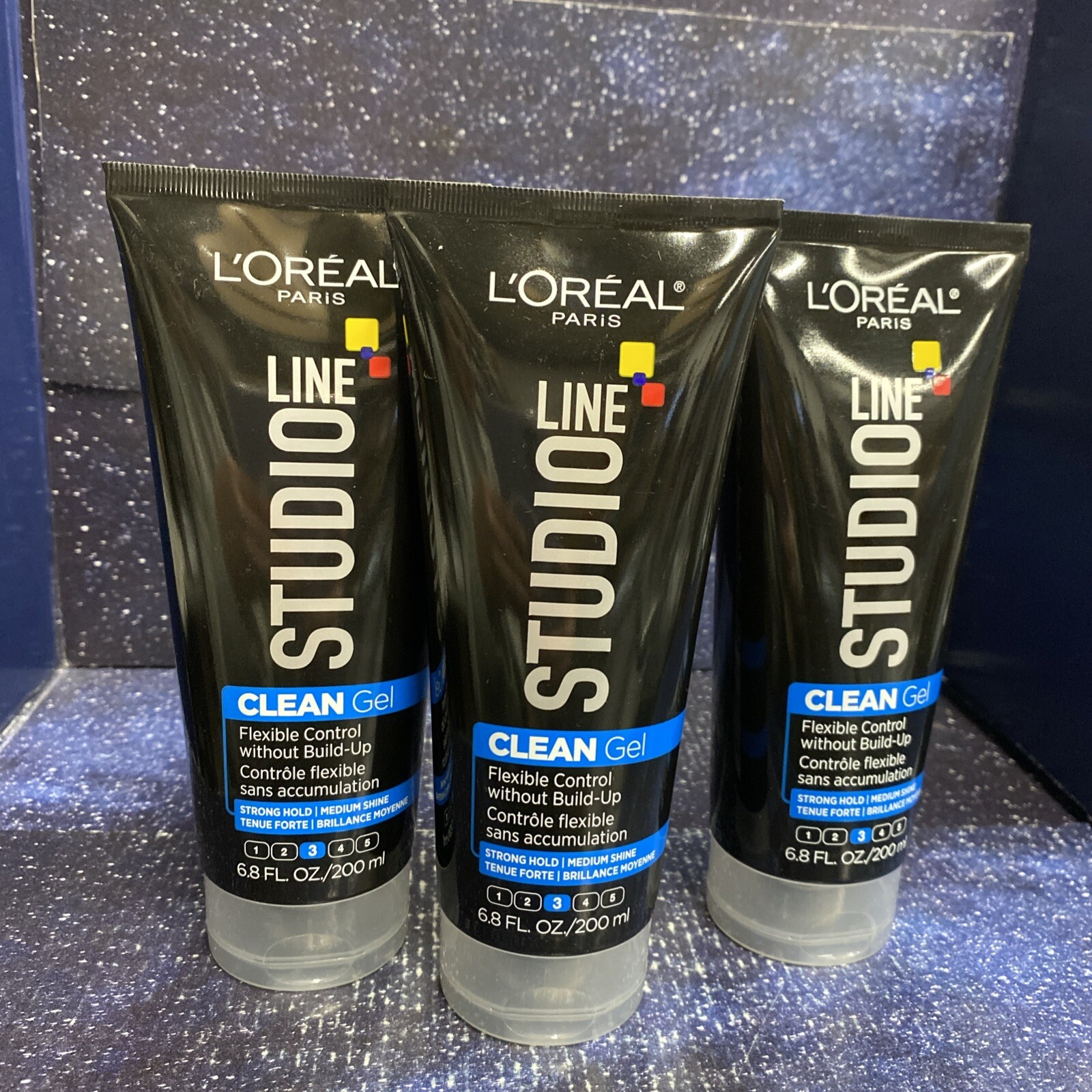 3X L'Oreal Paris Studio Line Clean Strong Hold Hair Gel 6.8 Oz - Free Shipping