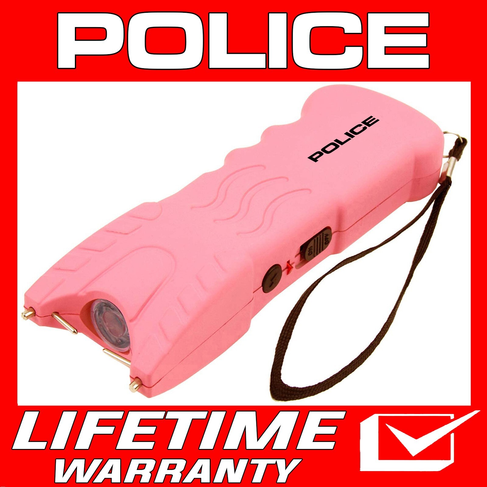 POLICE Stun Gun 916 700 BV Heavy Duty Rechargeable LED Flashlight Pink