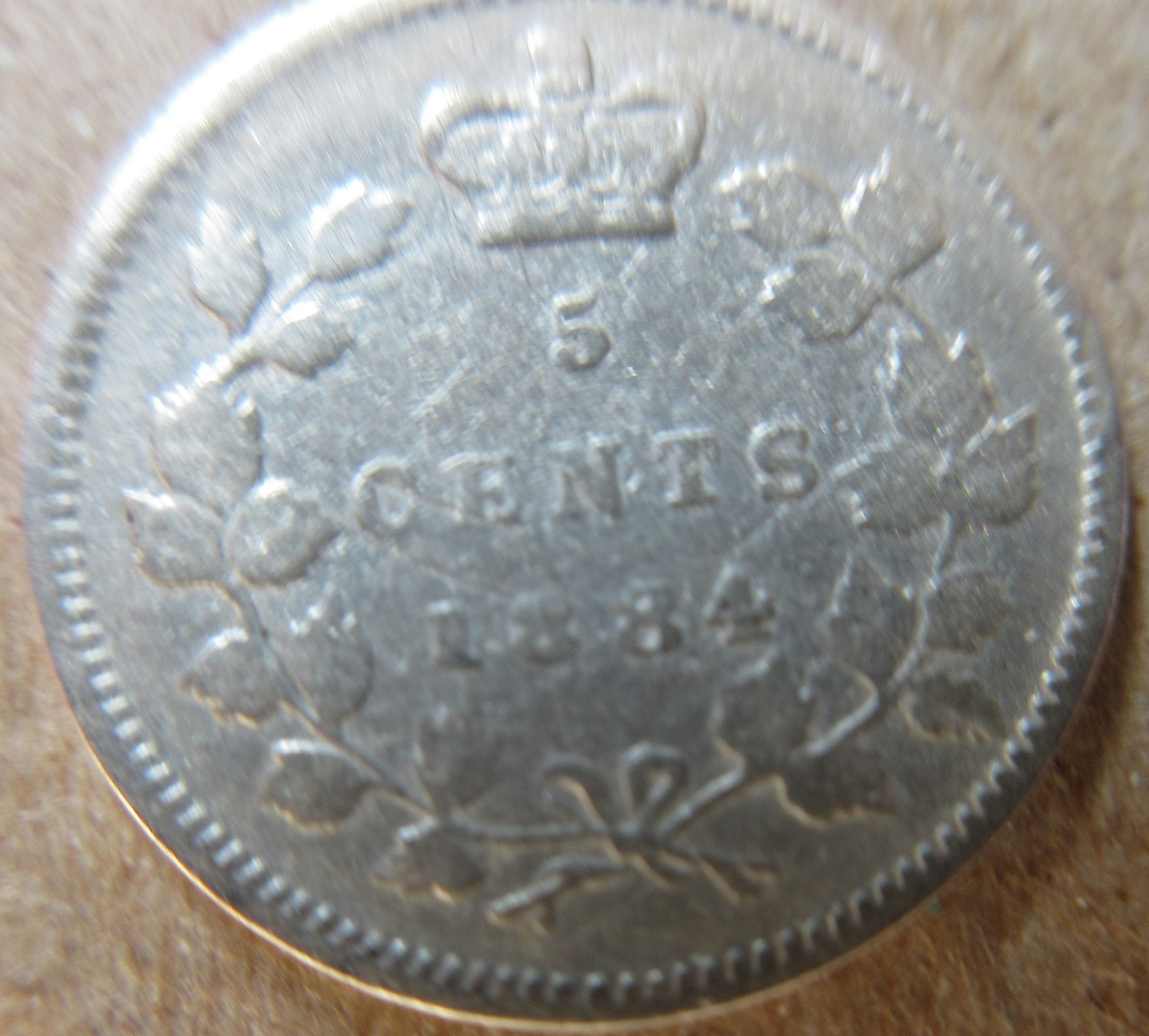 1884 Canada Silver Five Cents Coin. KEY DATE Nickel 5 Cents (RJ337)
