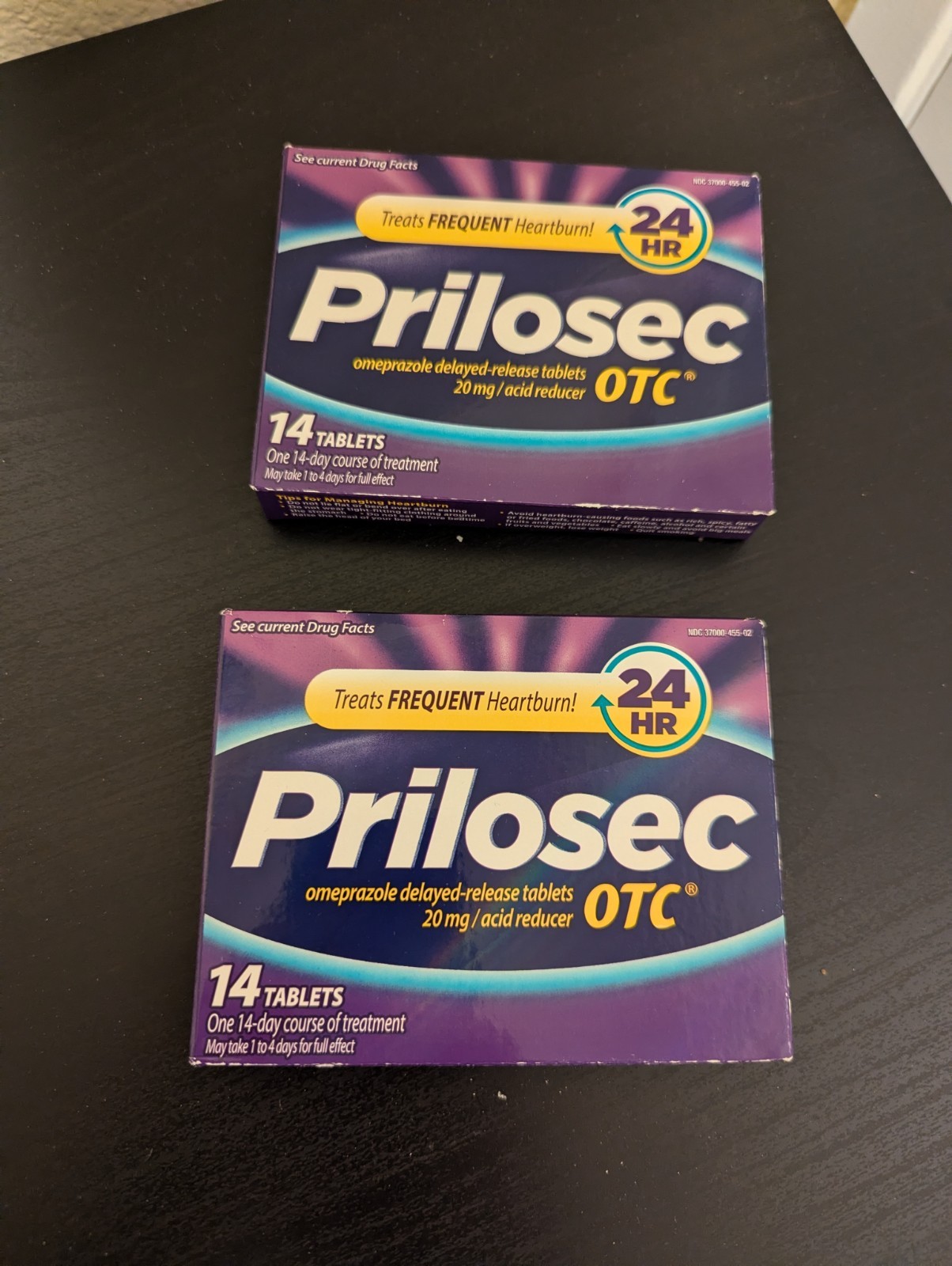 x2 Prilosec OTC Omeprazole Acid Reducer Heartburn Medicine 14 Tablets Each = 28