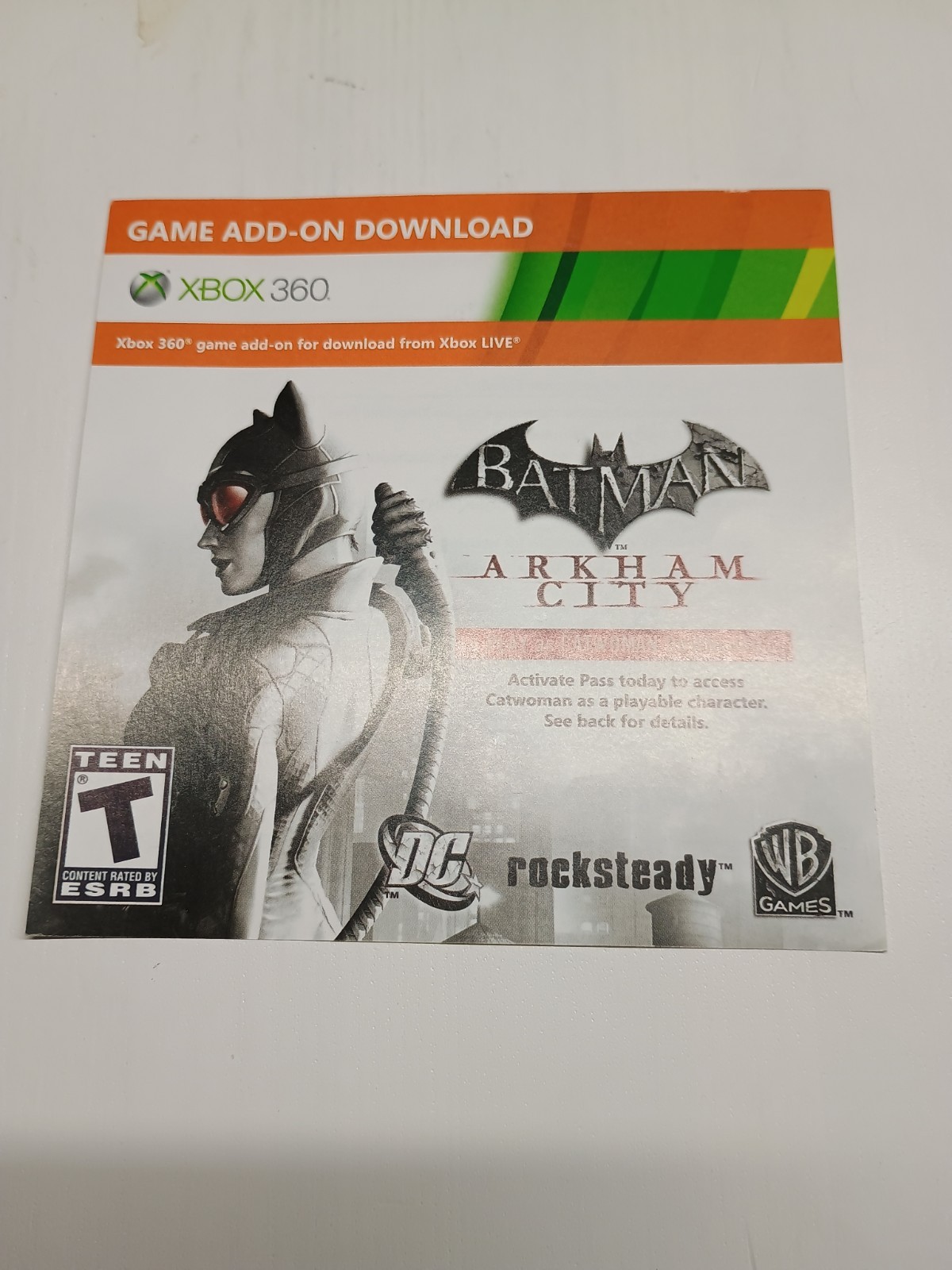Warner Bros. Batman: Arkham City Xbox 360 Cat Woman Catwoman Dlc Add On Insert