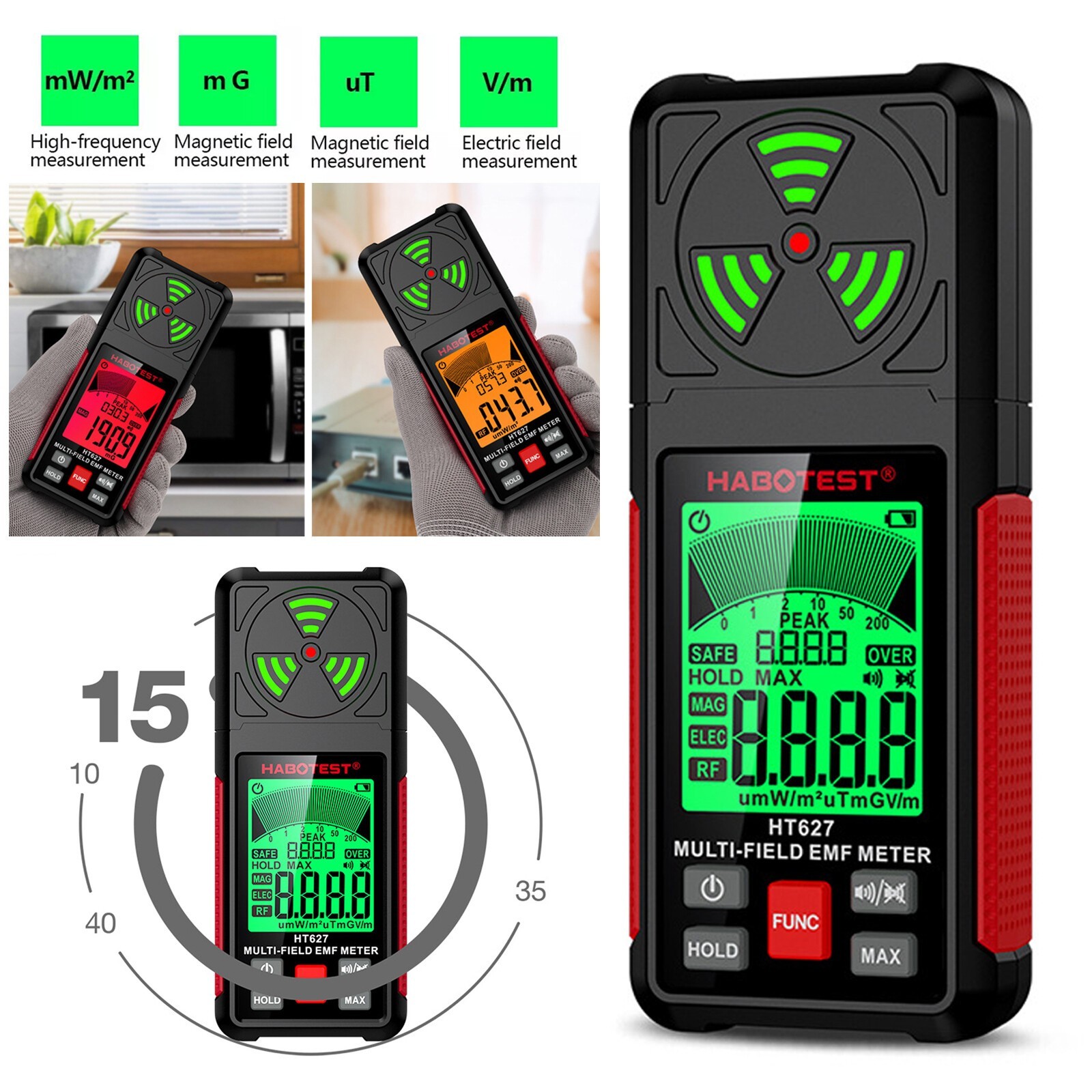 Electromagnetic Radiation Tester Handheld Radio Frequency Field EMF Meter