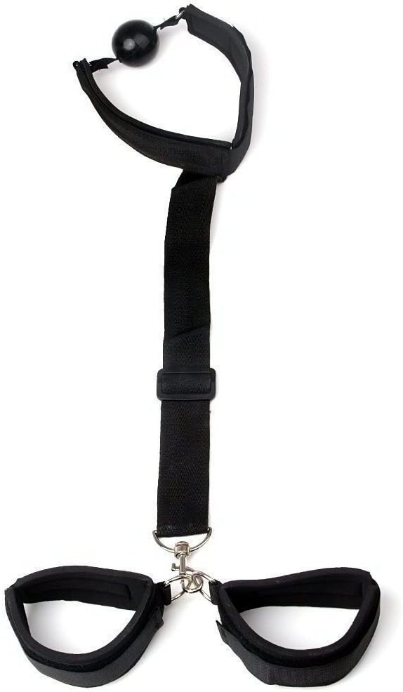 Adjustable Leather BDSM Restraint Kit with Ball Gag and Handcuffs
