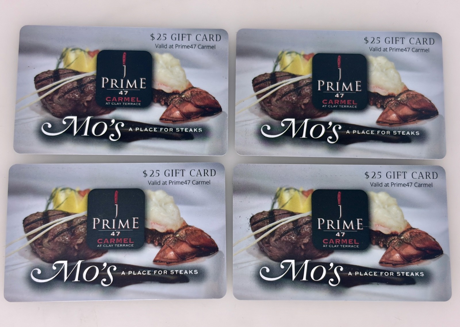 Mo’s Prime 47 Steaks, Carmel,IN  Gift Cards $100    -  33128