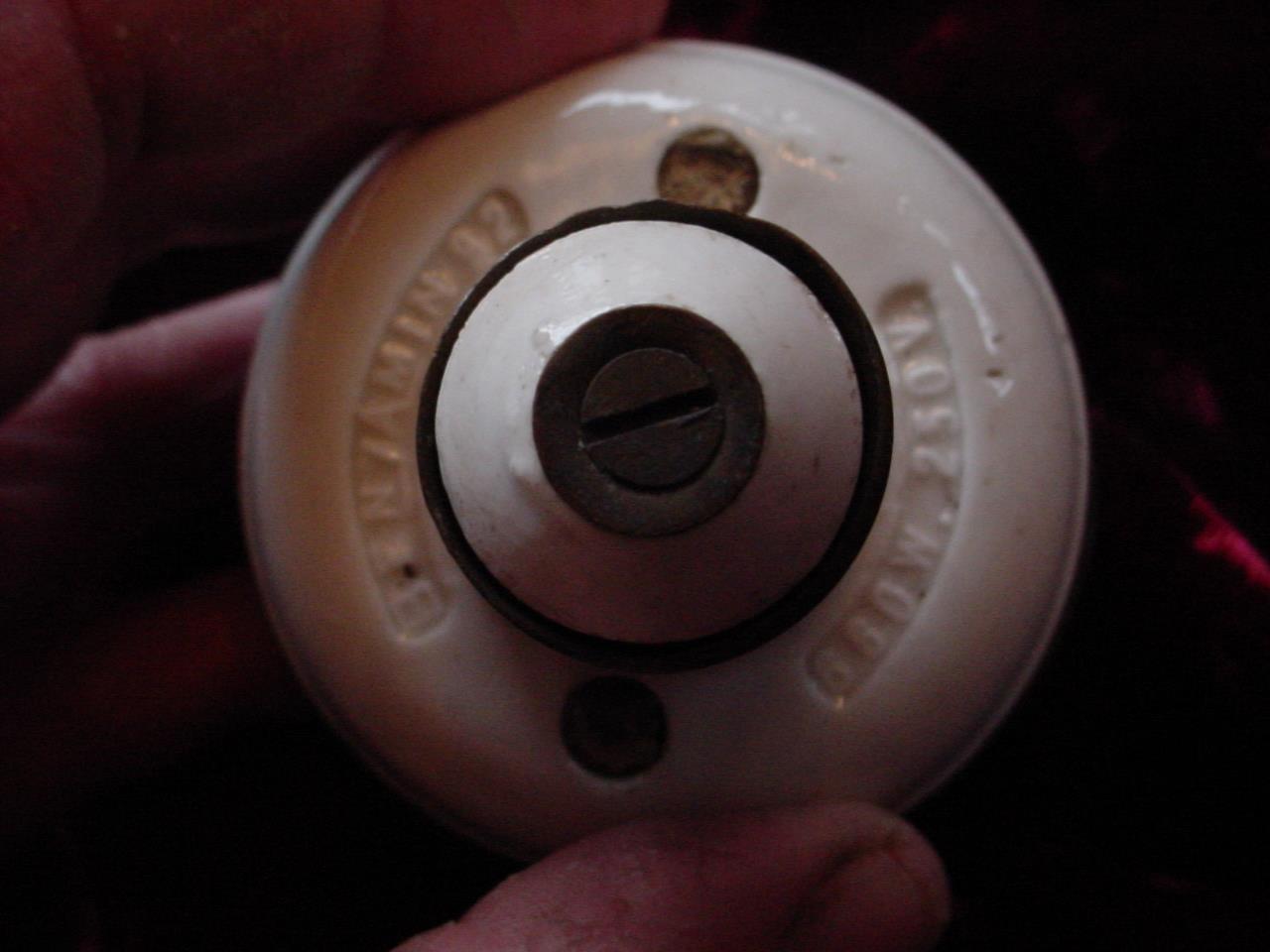 1908 Benjamin porcelain and brass double bulb socket adapter