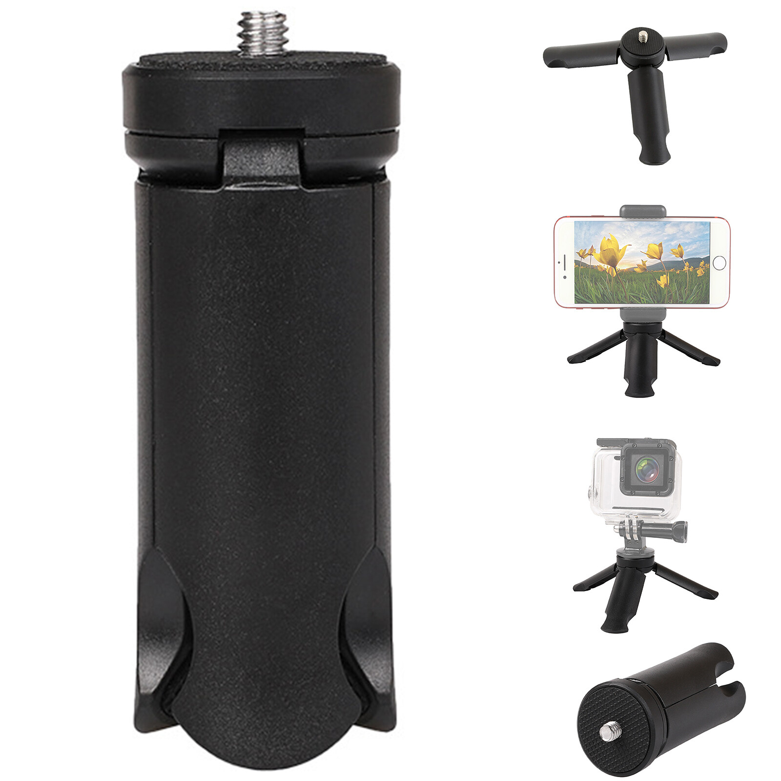 Mini Foldable Feet 1/4" Screw Hand Grip Tripod for GoPro DJI DSLR Cell Phone Etc