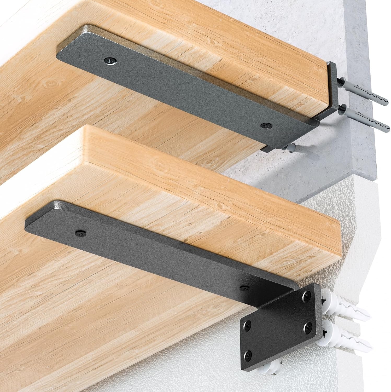 4 Pack Floating Shelf Bracket 8 Inch, Heavy Duty Hidden L Brackets, DIY Rustic I