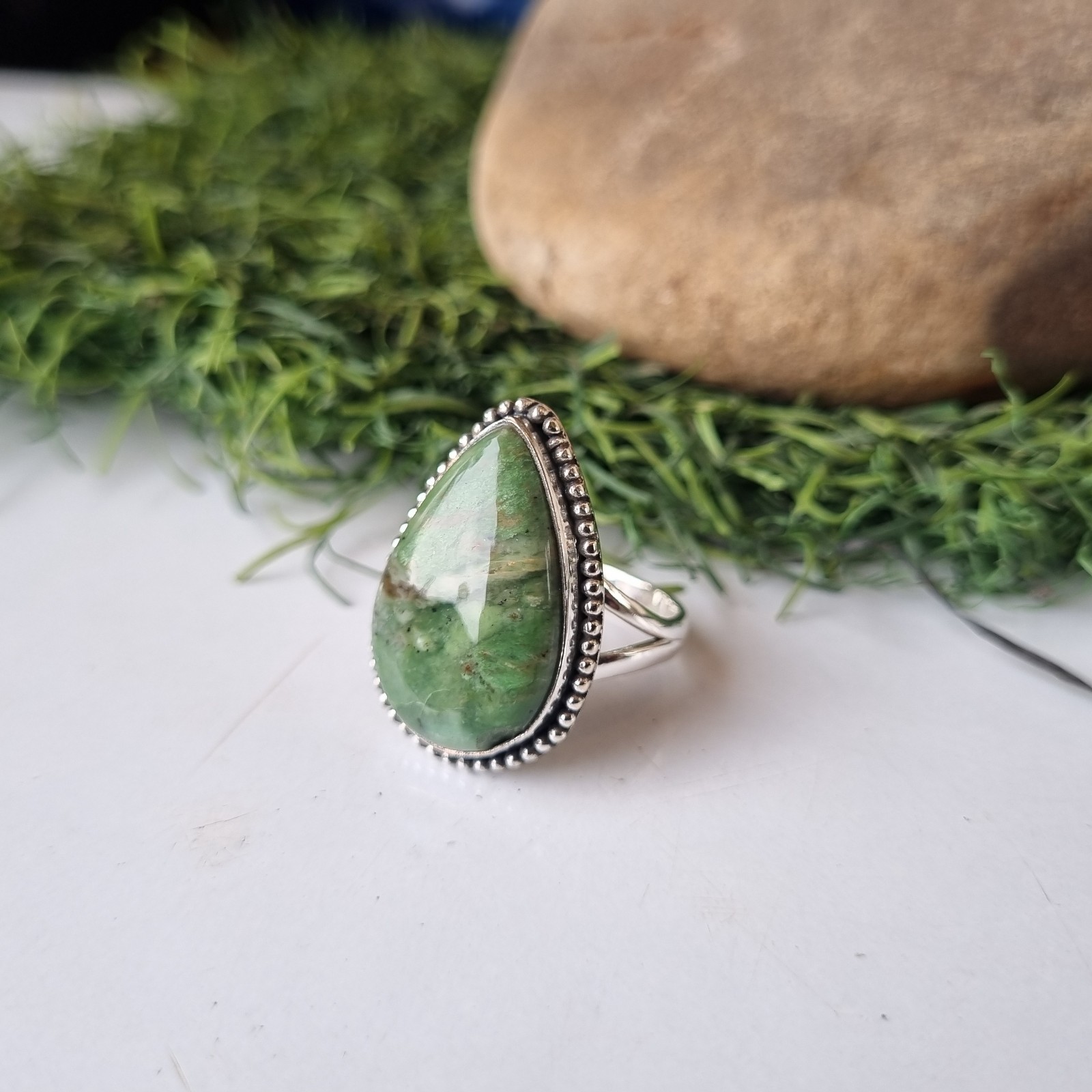 Amazing Variscite Gemstone Ring 925 Solid Sterling Silver Handmade Ring BT716