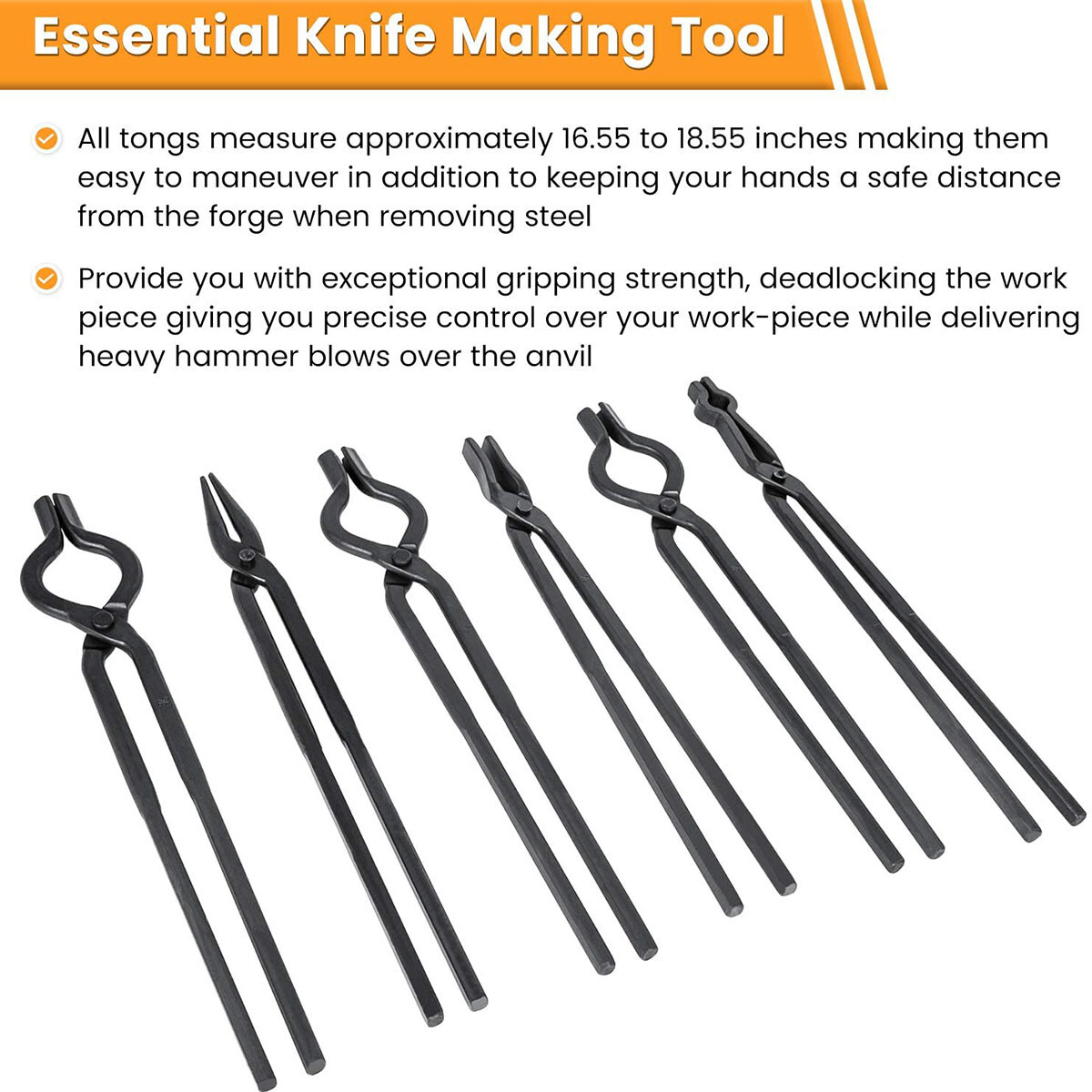 Beginner Blacksmith Bladesmith Forge Vise Tongs Tools Set Knife Making Tongs Set