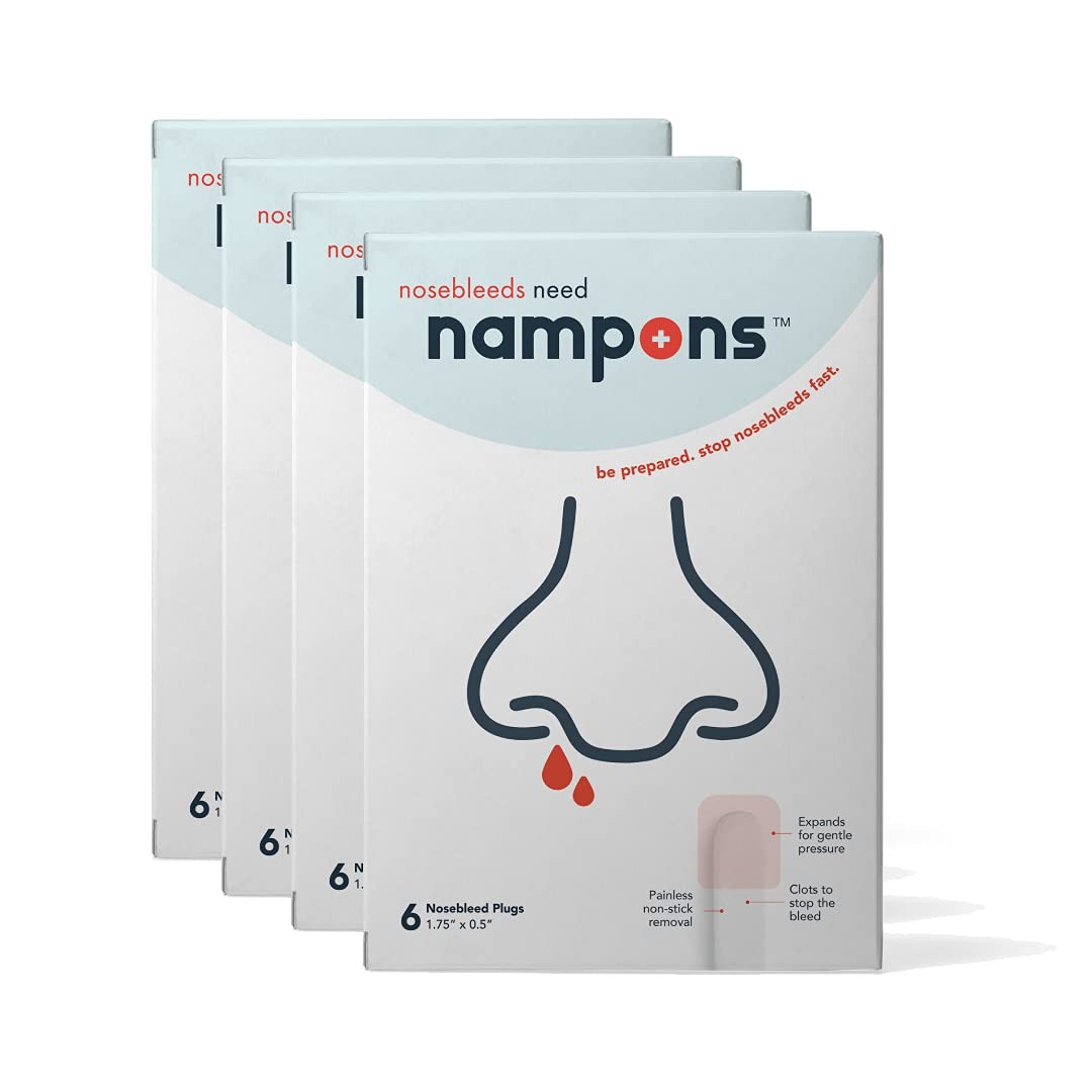 Nampons Nosebleed Stoppers - 24 Nose Bleed Plugs 6 Count (Pack of 4), Adult