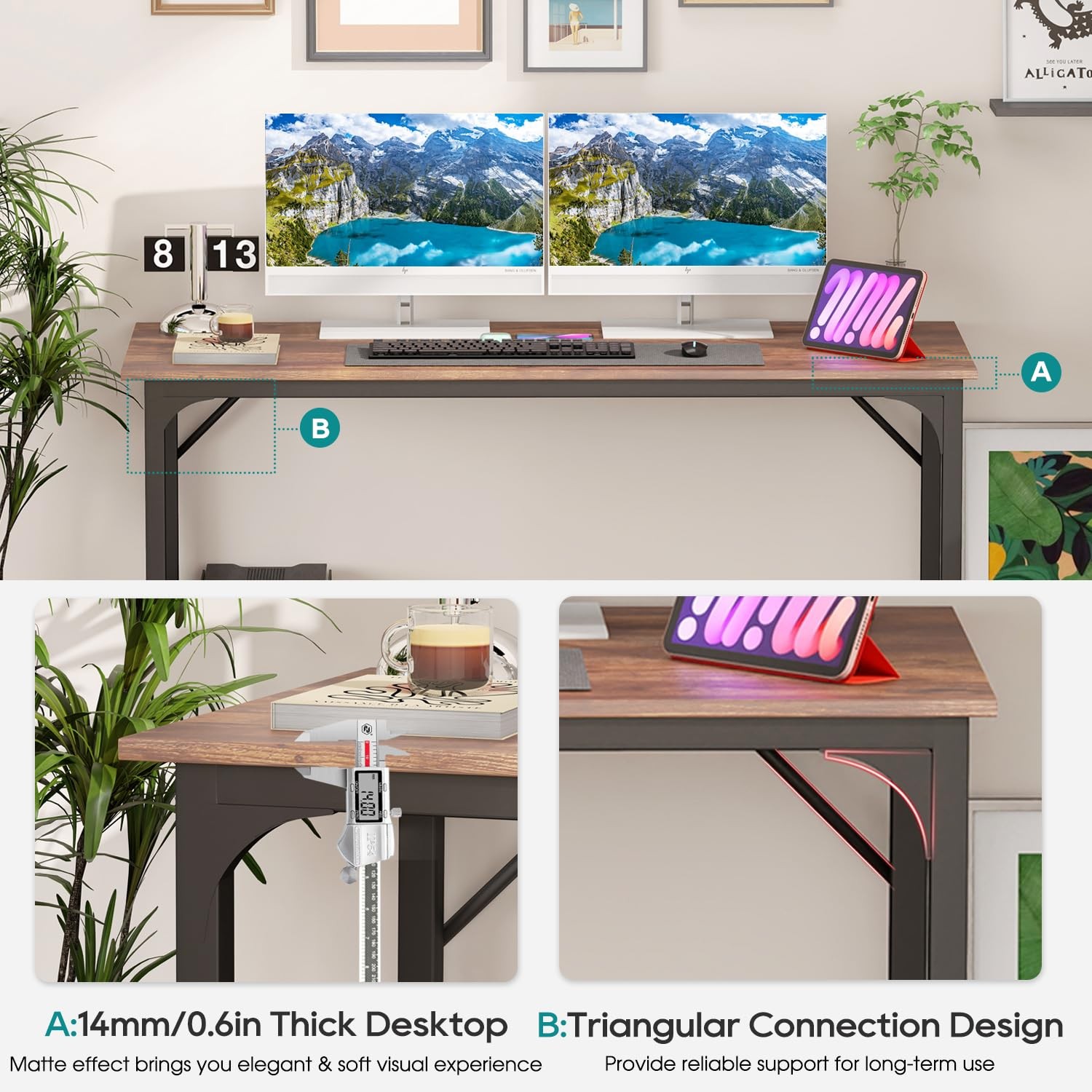 Computer Desk,47.2 inches Home Office Desk Writing Study Table Modern Simple Sty