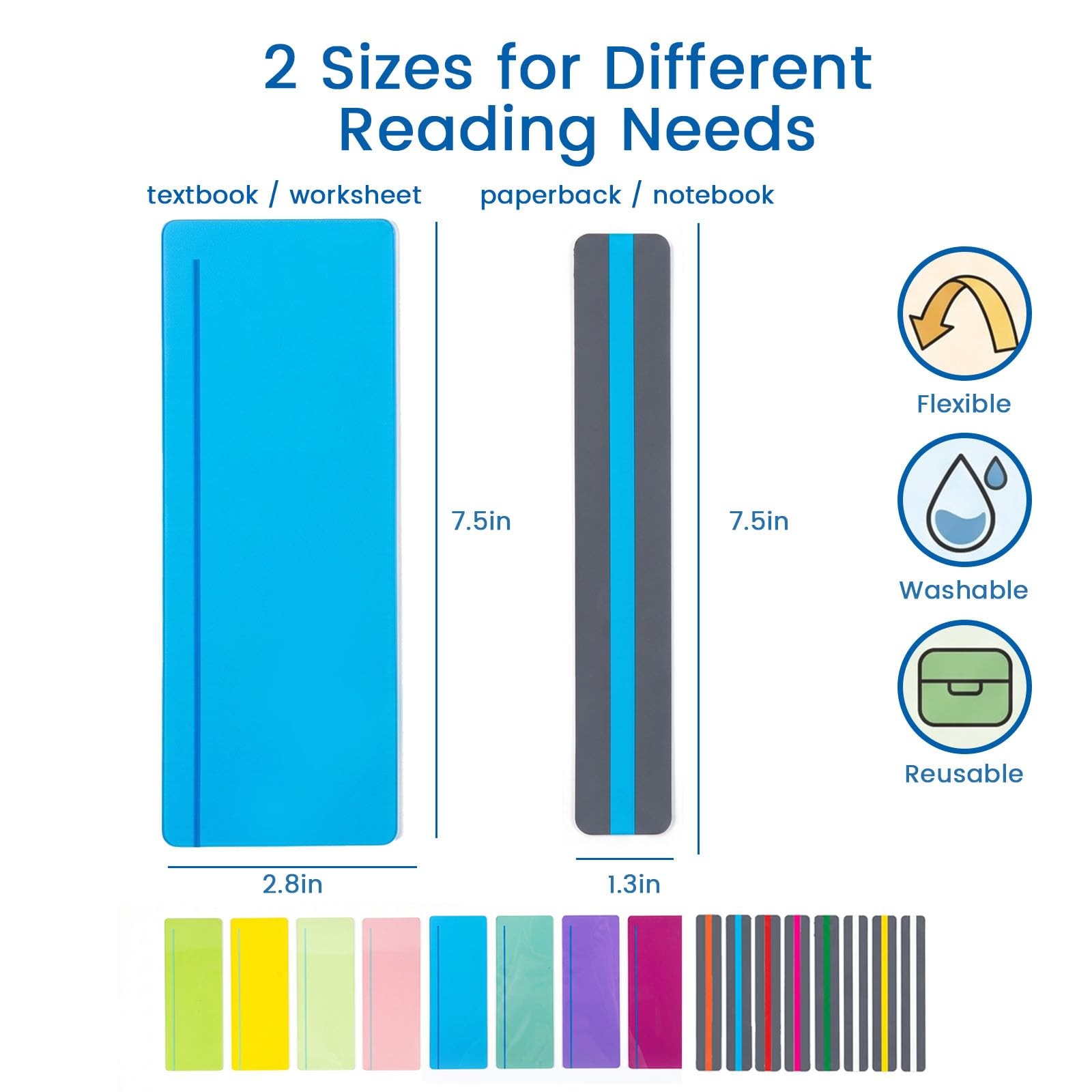 Koogel 22 Piece Guided Reading Strips Kit, 16 Colored Large, Assorted