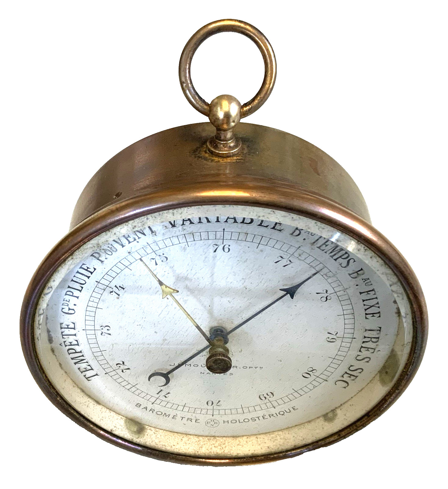 Antique Benchtop Holosteric Barometer 19th Century Brass