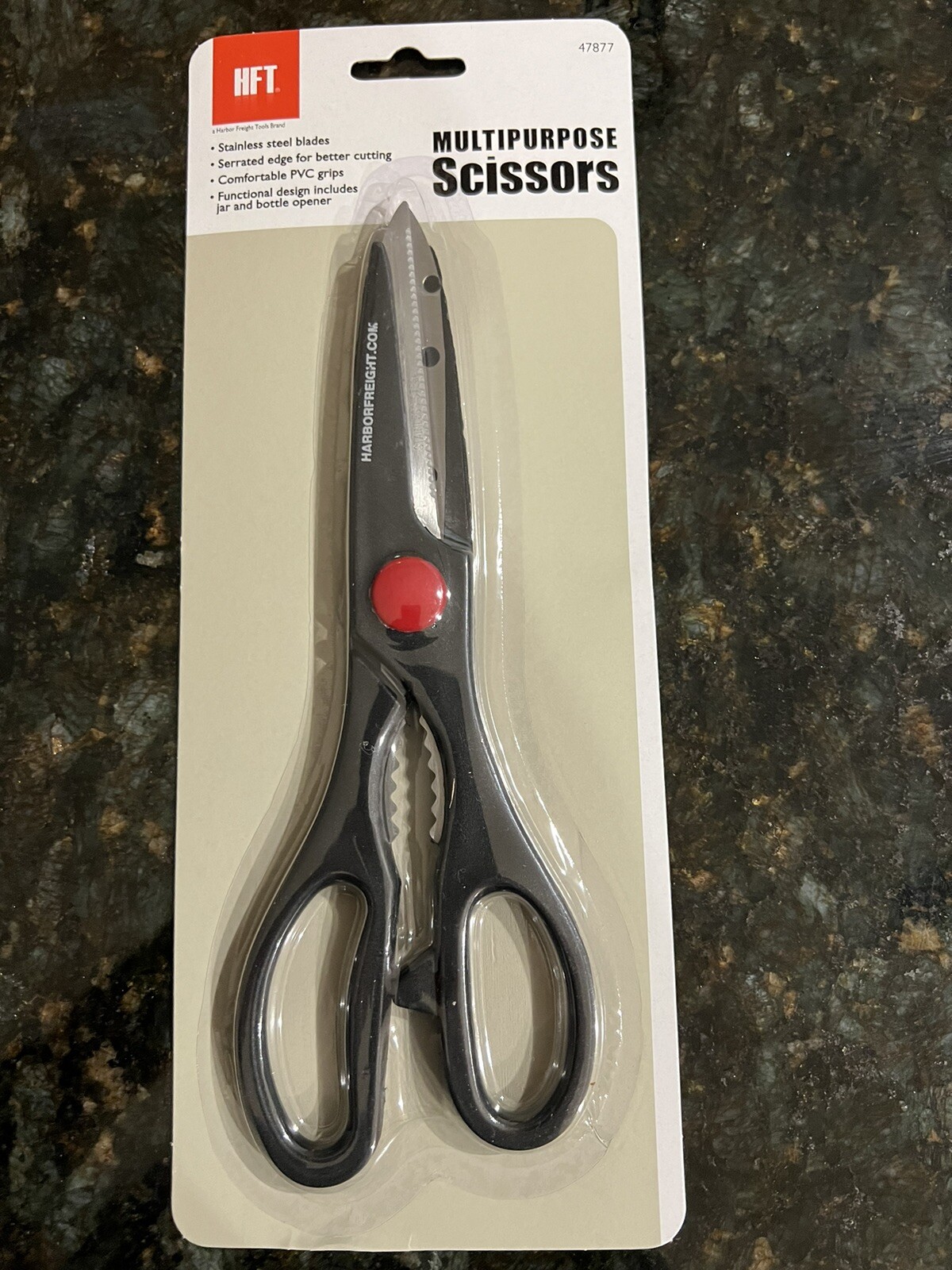 MultiPurpose Black Scissor With Stainless Steel Blades And Bottle Opener. New.