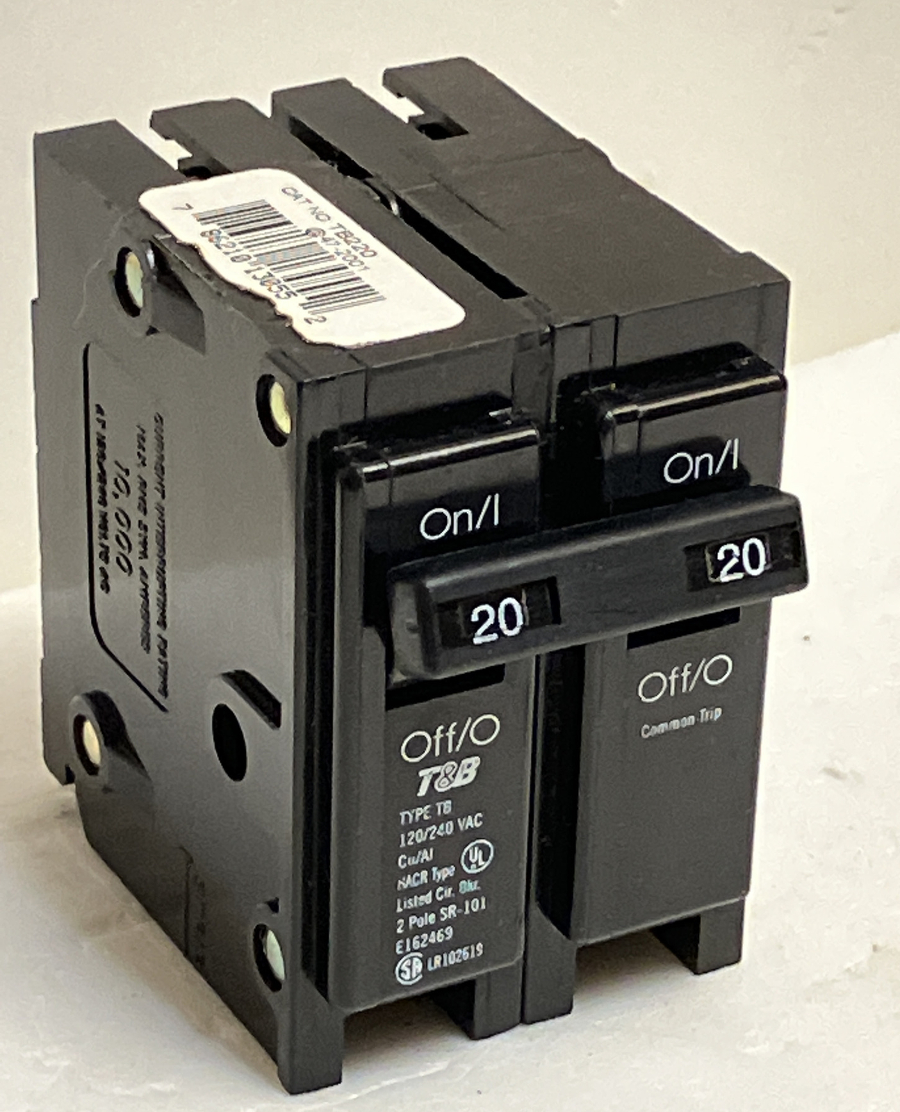 Thomas & Betts TB TB220 2 Pole 20 Amp 240 V Push In Circuit Breaker NEW!!