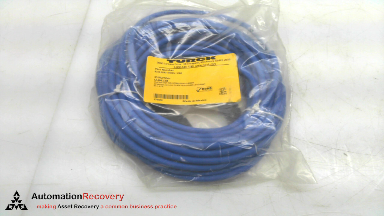 TURCK RJ45 RJ45 440BU-10M, ETHERNET CABLE ASSEMBLY, U-84138, NEW #296484