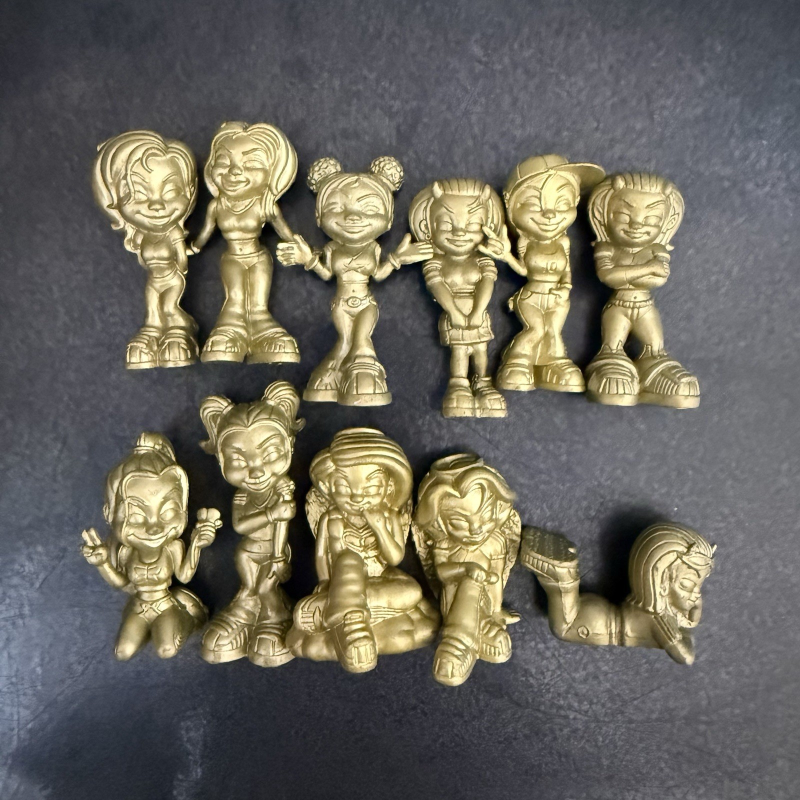 Vintage Y2K So Fly Divas Mini Figures Lot Of 11 Gold Rare Homies Toys