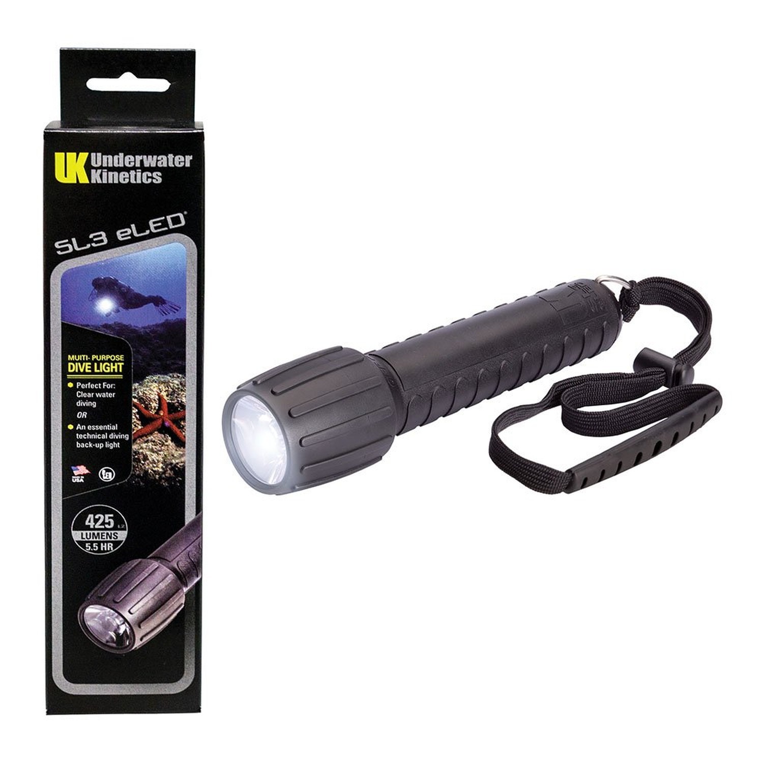 Underwater Kinetics SL3 eLED (L2) Dive Light Black Comes in a Box