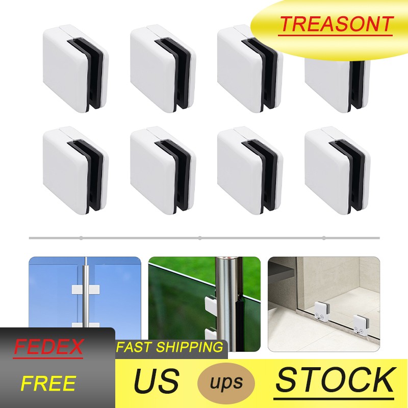 8PCS Stainless Steel Glass Clamp Clip 8-10mm Adjustable Glass Clamp White