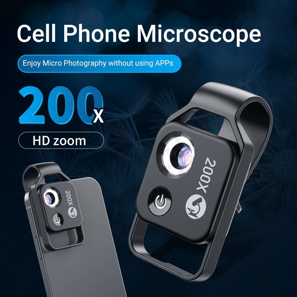 200X Mobile Phone Microscope Lens High Magnification Moveable for iPhone/Android
