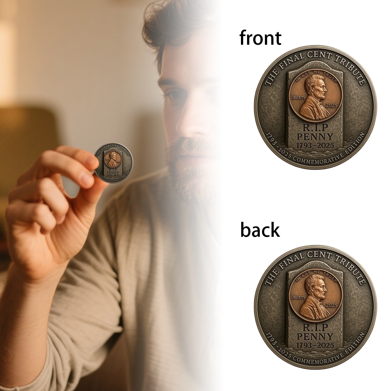 2x The Final Cent Tribute R.I.P. Penny 1793-2025 Commemorative Coin Set New