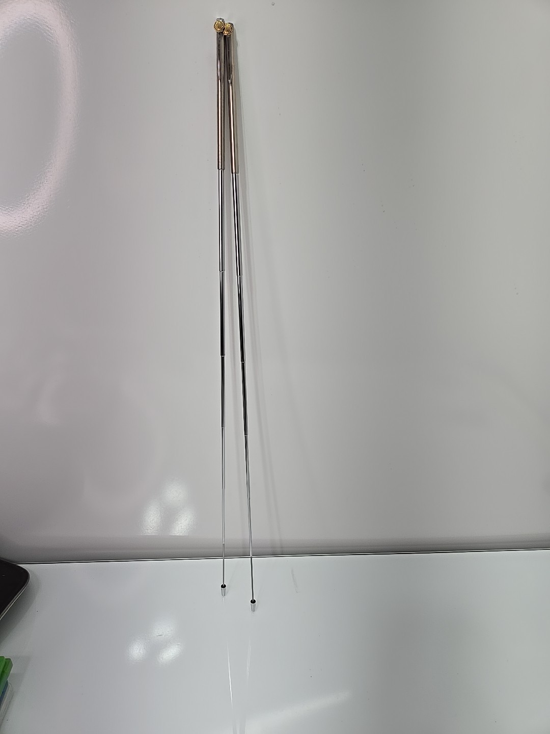 Vintage EMPHASIS Telescoping 25" Brushed Nickel Pointer Shell Logo Set Of 2