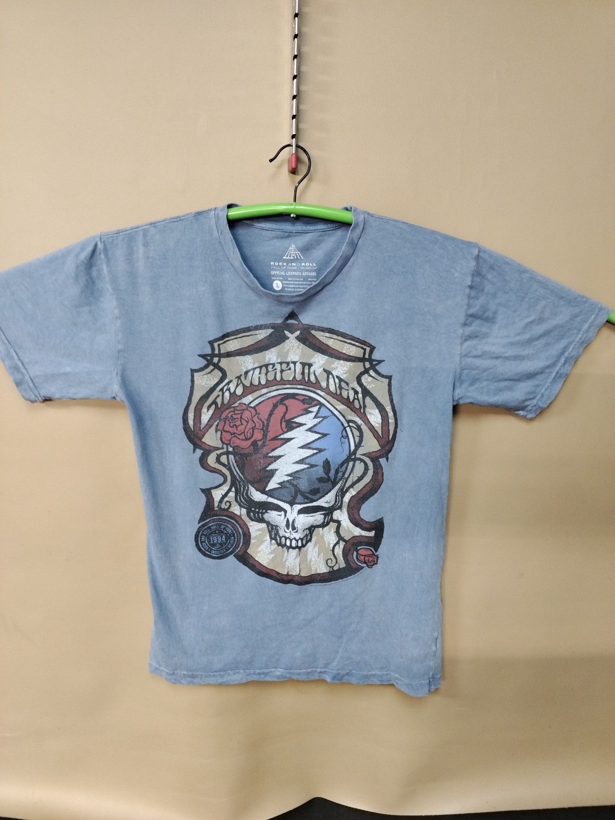 Grateful Dead T-Shirt Size Large Blue Rock & Roll Hall Of Fame Distressed Logo