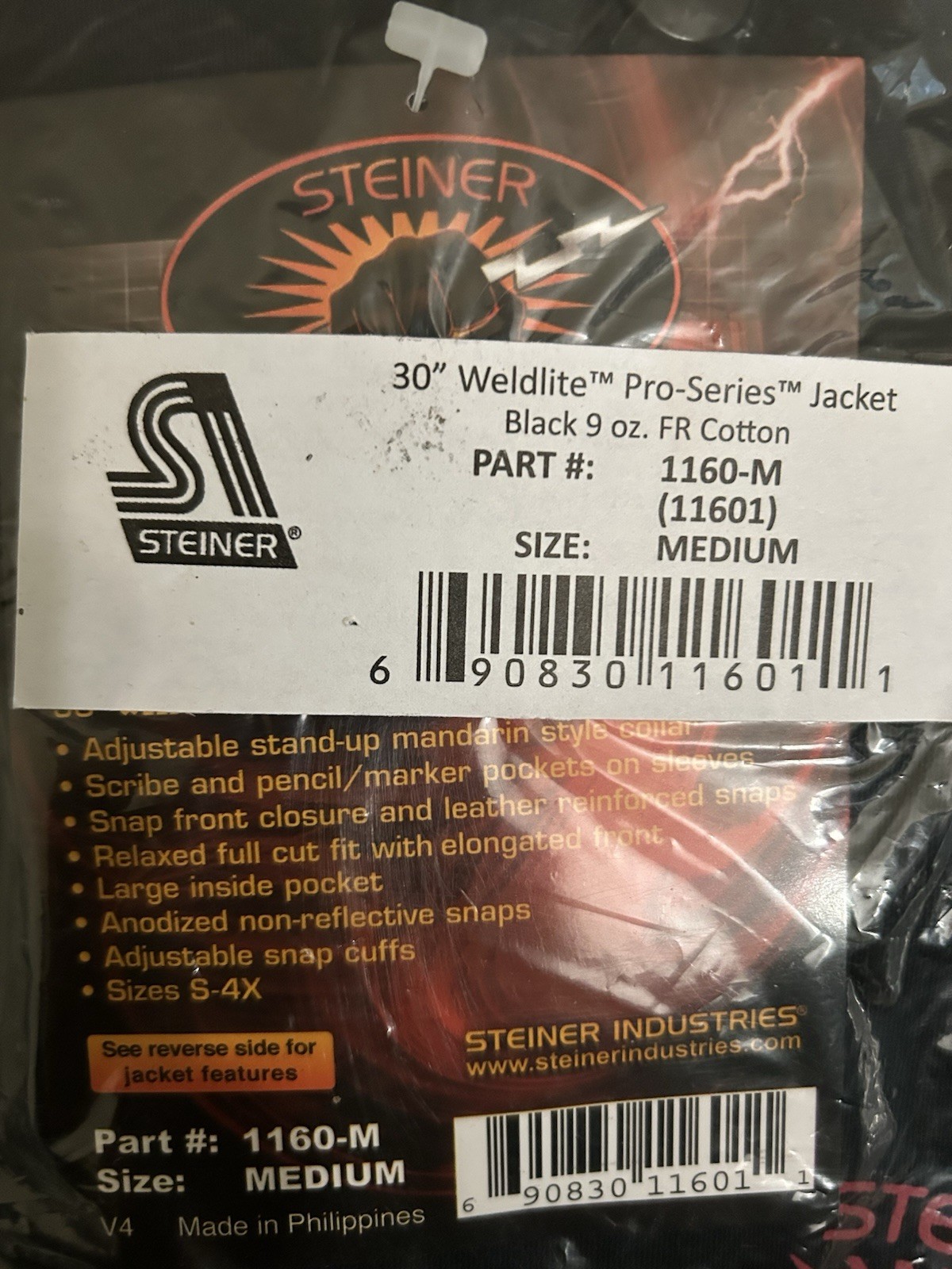 Steiner Pro-Series Weldlite Flame-Retardant Cotton Welding Jacket Medium 1160-M