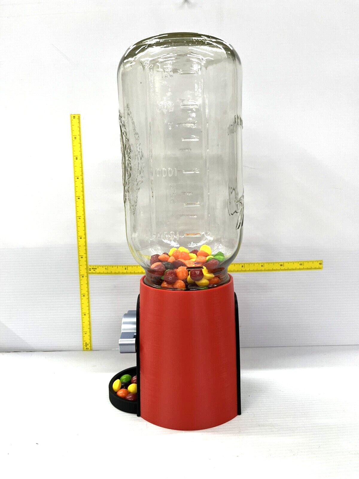 Large Mason Jar Candy Dispenser in red